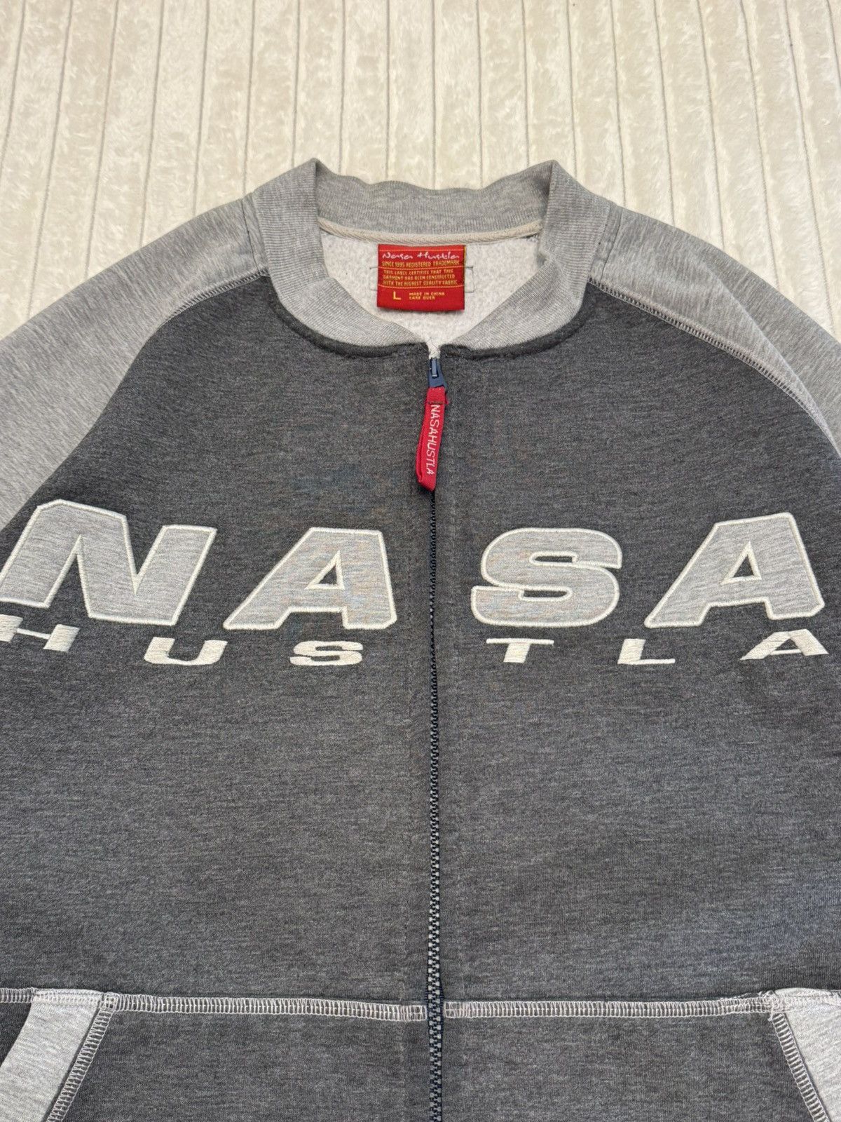 JNCO Vintage NASA Hustla Zip Varsity Jakcet Crewneck HipHop 90s Size US L / EU 52-54 / 3 - 2 Thumbnail