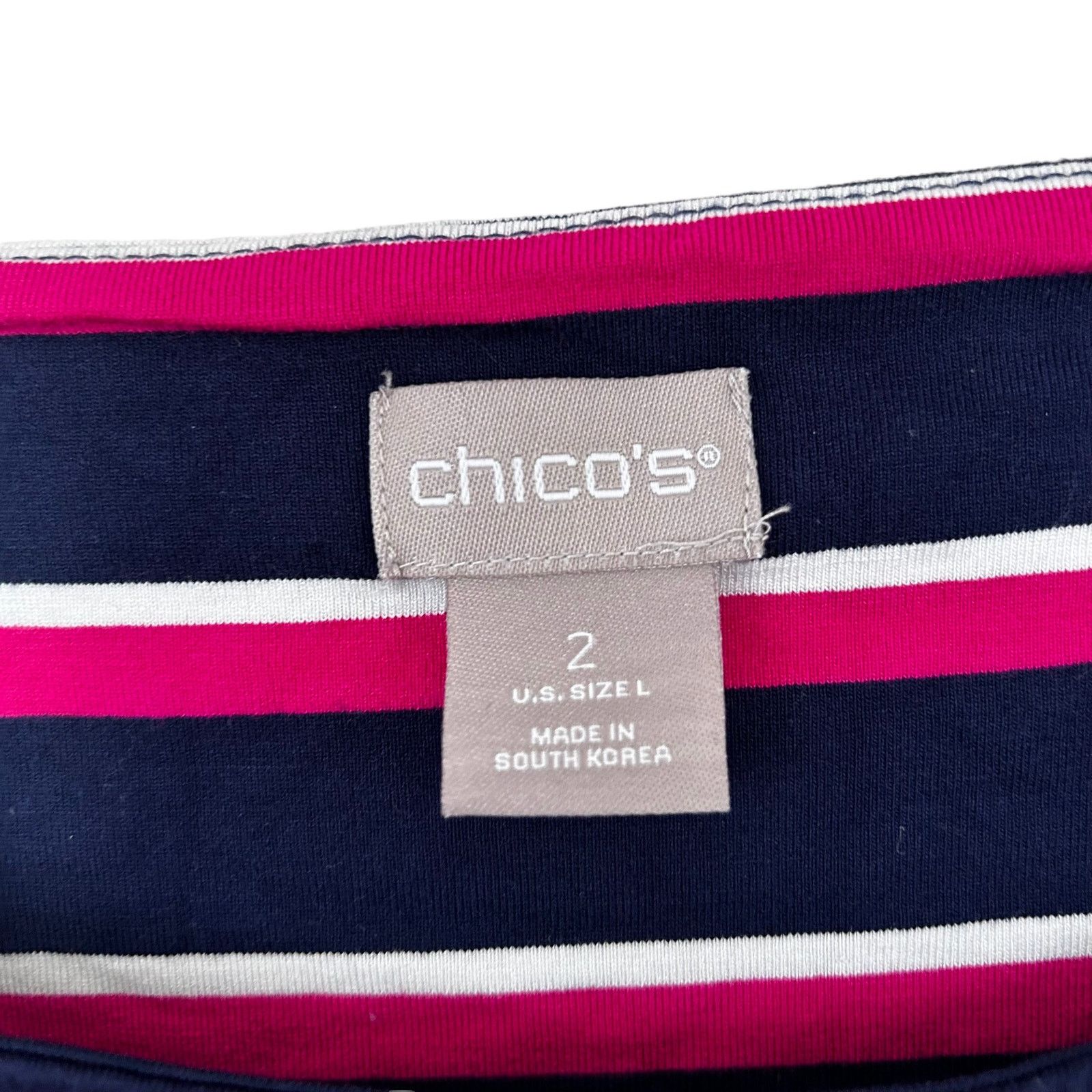 Other Chico's Pink Blue Striped Shirt Sz L Size L / US 10 / IT 46 - 2 Thumbnail