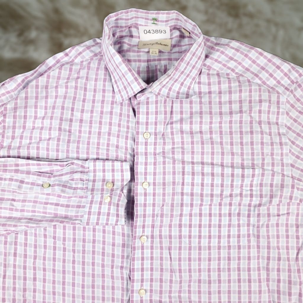 Tommy Bahama Tommy Bahama Shirt Mens 17.5 Purple Plaid Dress Button Up Long Sleeve Size 46R - 1 Thumbnail