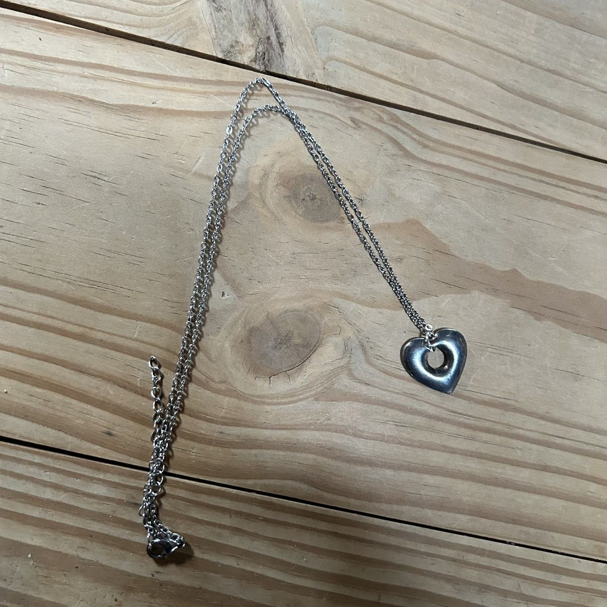 Handmade Handcrafted silver plated open heart pendant necklace Size ONE SIZE - 5 Thumbnail