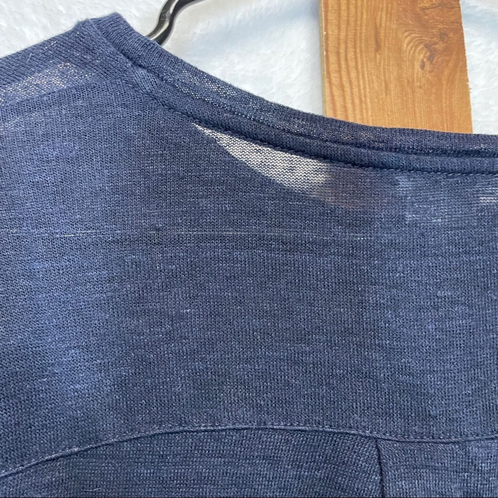 Vince Vince 100% Linen Navy Blue Long Sleeve Top Size S Size S / US 4 / IT 40 - 7 Thumbnail