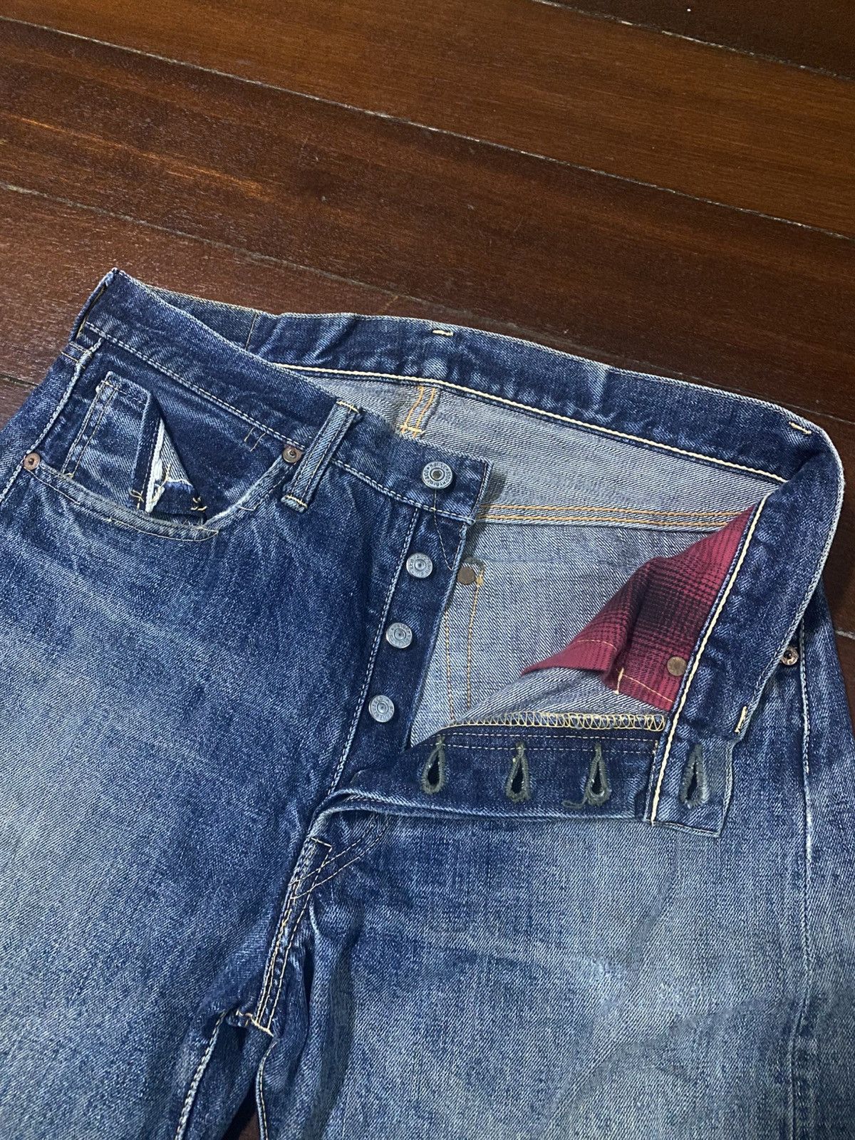 Warehouse & Co. Vintage Pherrow’s Stormy Blue Flared distressed mud wash Size US 32 / EU 48 - 7 Thumbnail
