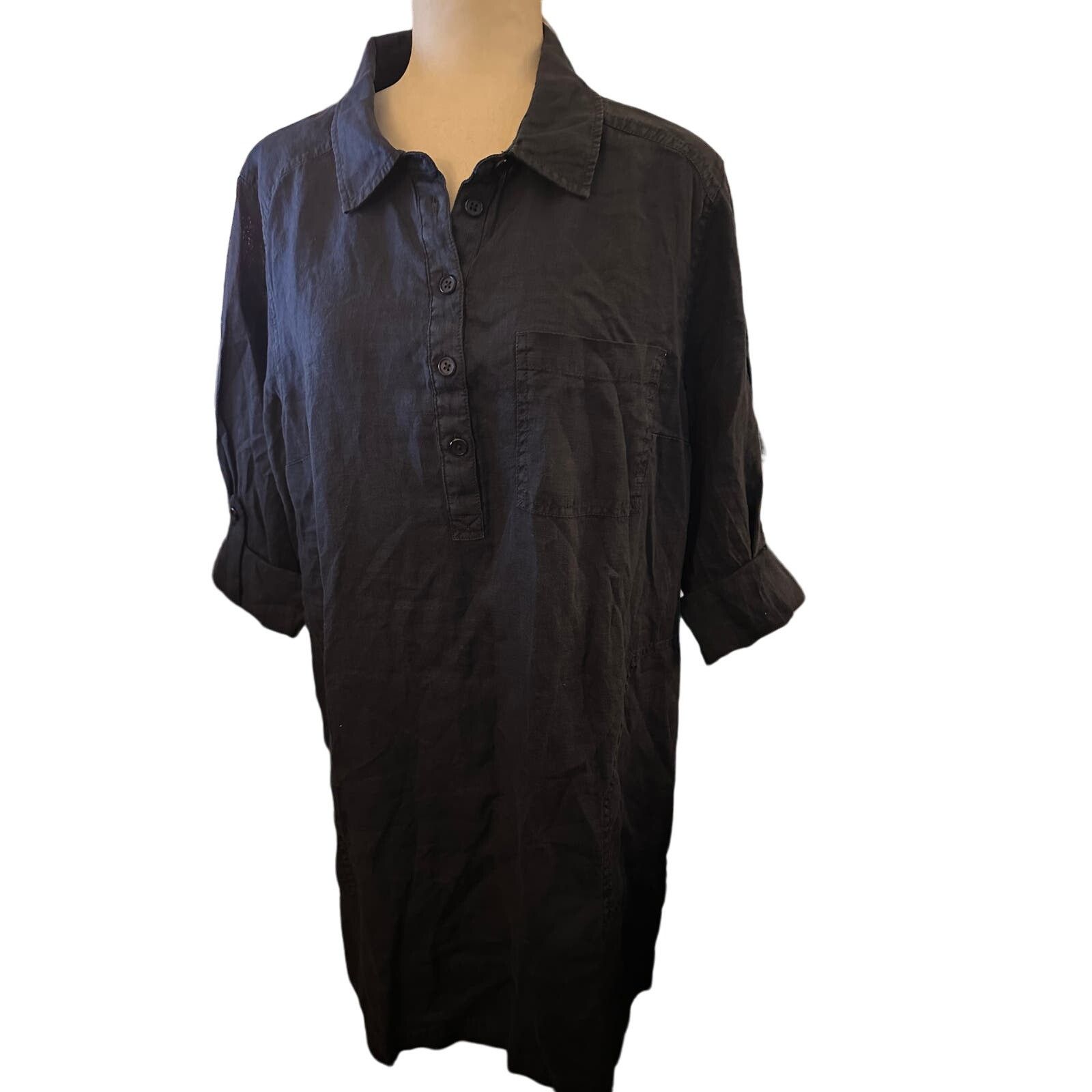 Michael Stars Michael Stars Eleanor Linen Dress, Admiral Blue, Size 3X Size 3XL / US 20-22 - 2 Thumbnail