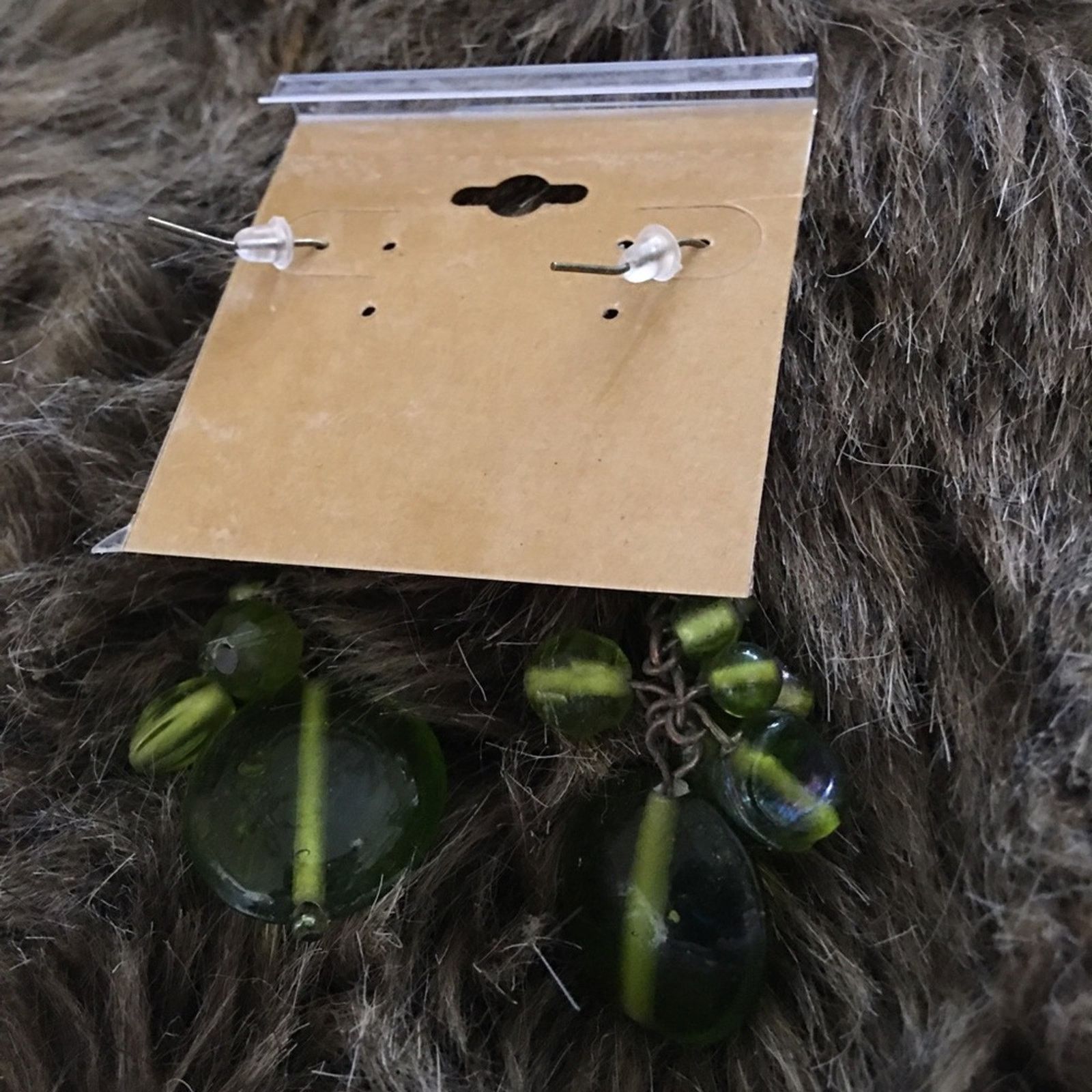 Vintage Vintage green glass drop fish hook earrings Size ONE SIZE - 4 Thumbnail