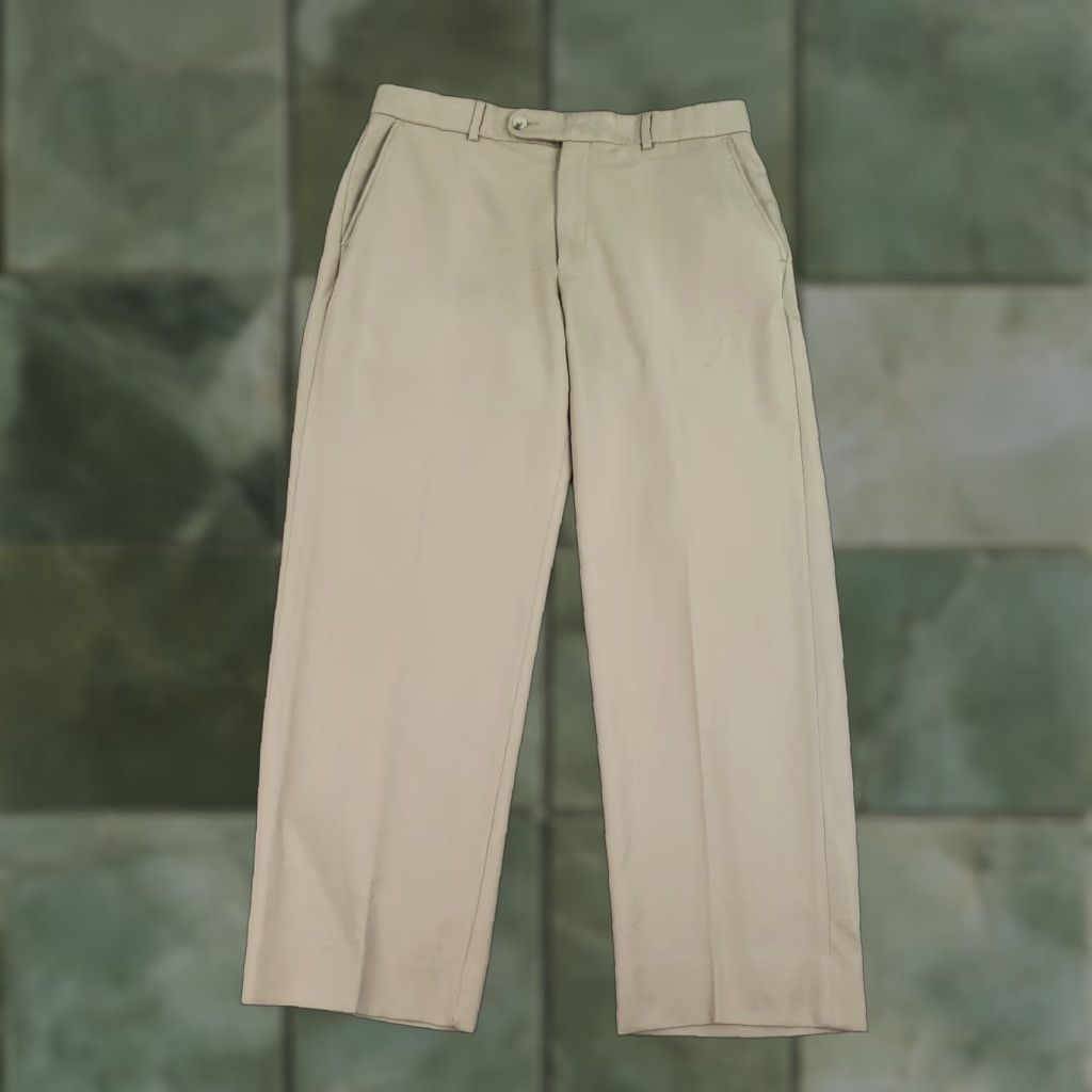 Vintage BALLIN Mens Brown Pleated Straight Leg Dress Pants 33x28 Comfortable EZE Polyester Size US 33 - 1 Thumbnail
