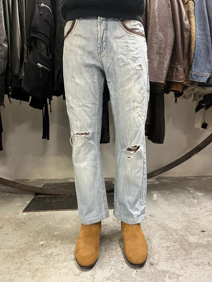 Roberto Cavalli × Vintage AW2005 Cavalli Blue Distressed Hybrid Jeans Size US 31 - 3 Thumbnail