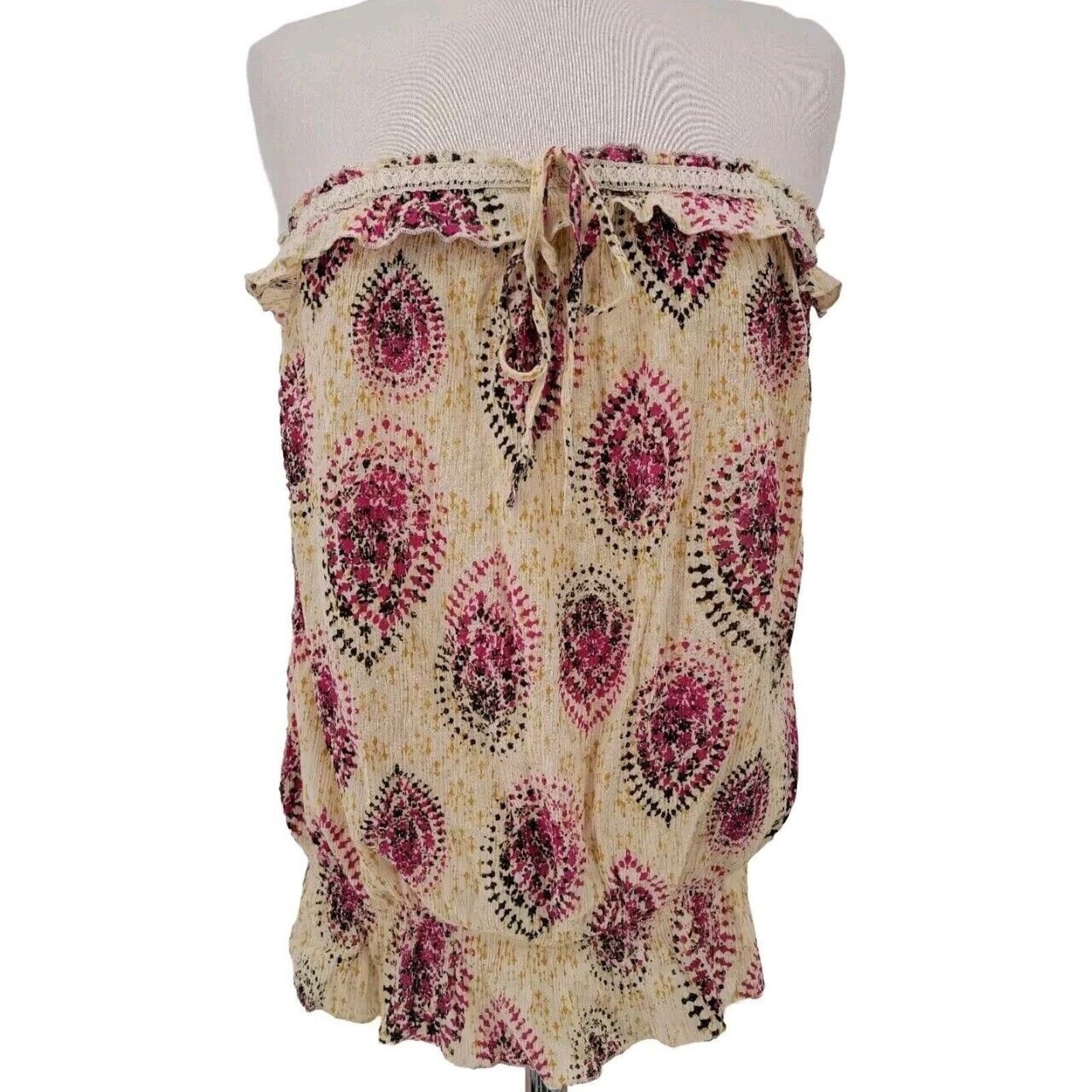 Decree Decree Women's M Boho Y2K Sleeveless Top Crinkle Blouse Size M / US 6-8 / IT 42-44 - 1 Thumbnail