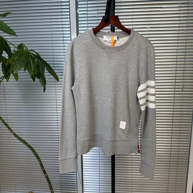 Thom Browne Gray Four Stripe Sweatshirt