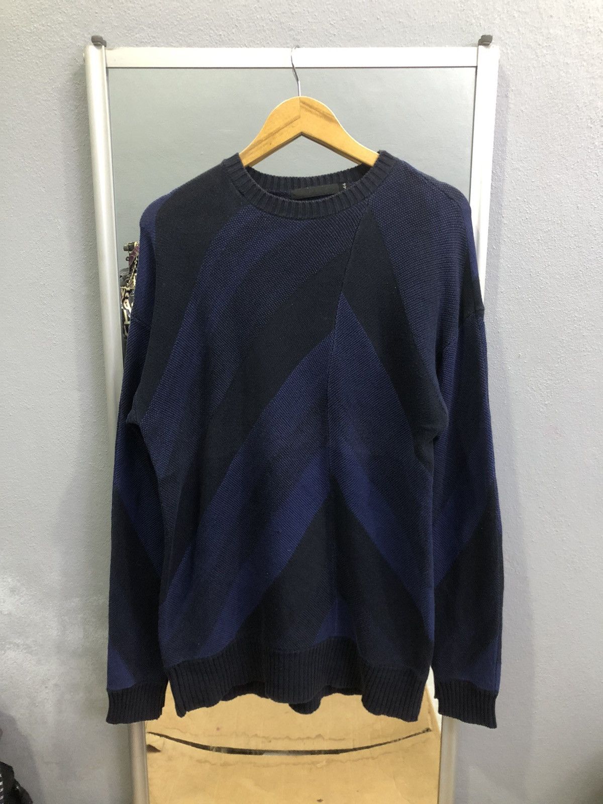 GOSTAR DE FUGA FUGA Navy Geometric Drop-Shoulder Knit Sweater Size US L / EU 52-54 / 3 - 3 Thumbnail