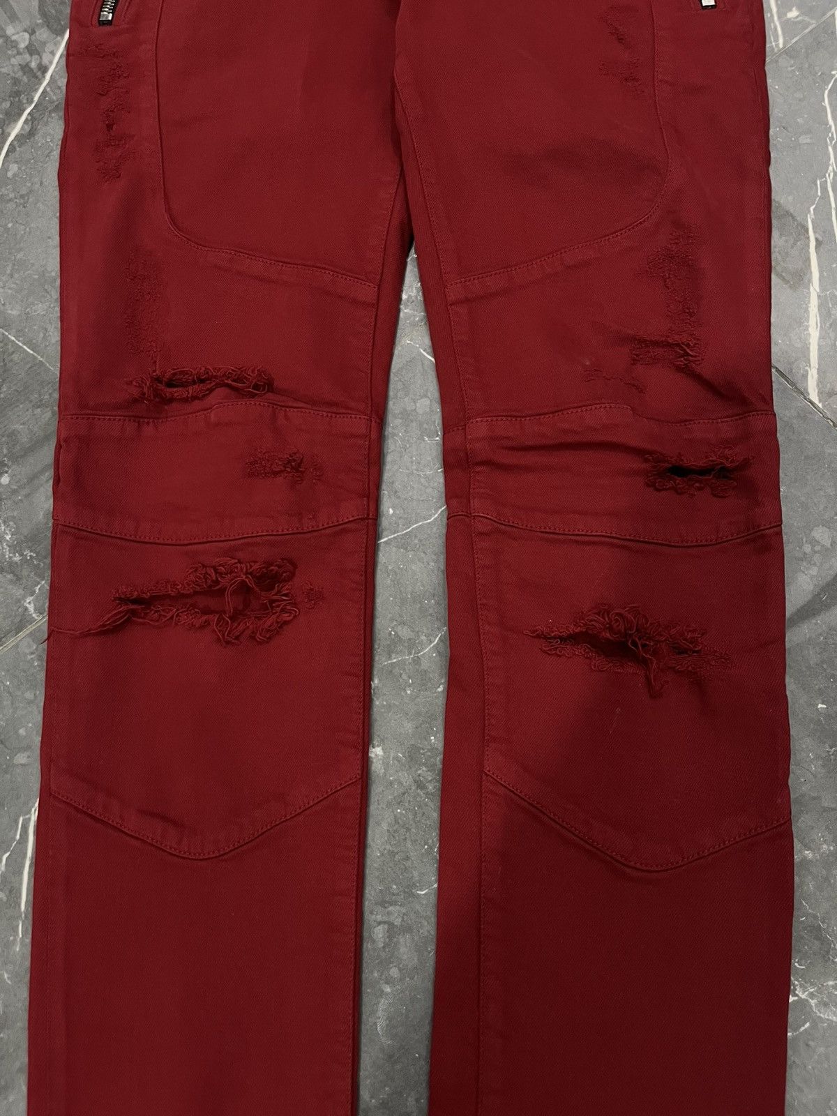 Balmain BALMAIN RED DISTRESSED PANTS Size US 33 - 3 Thumbnail