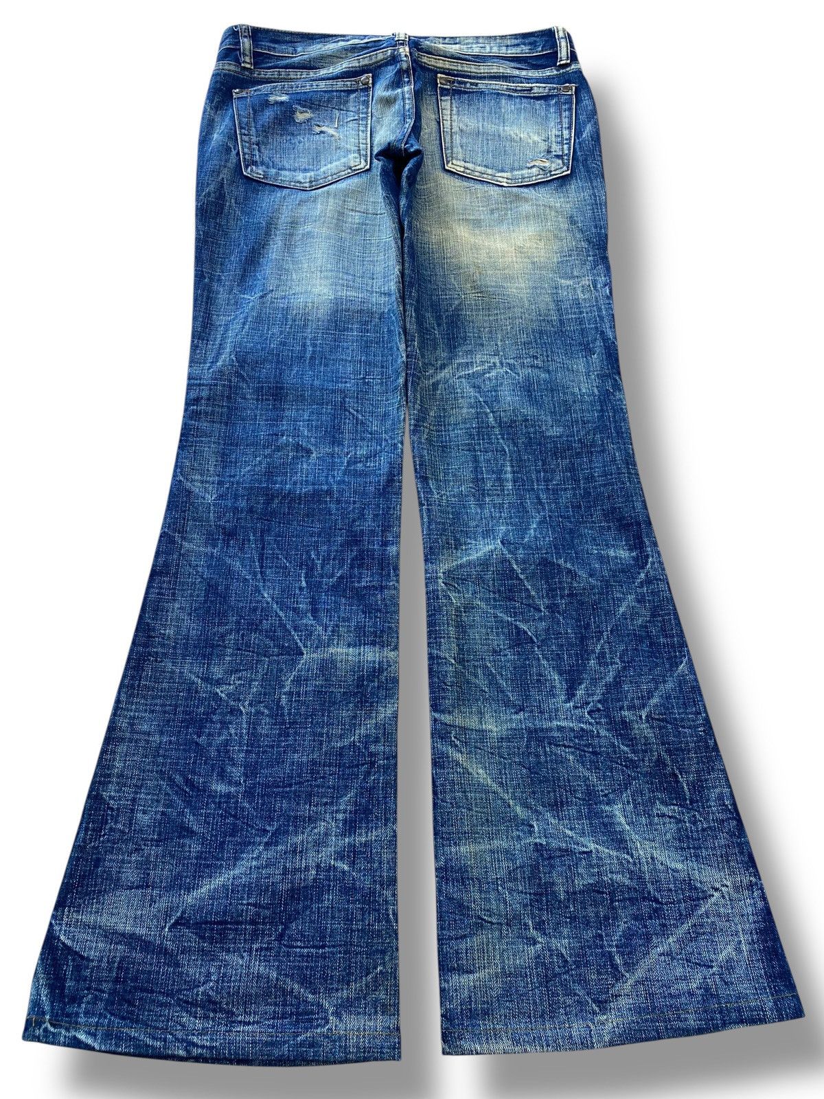 Transit Transit Faded Wash Honey Comb Style Flare Jeans Size US 30 / EU 46 - 3 Thumbnail