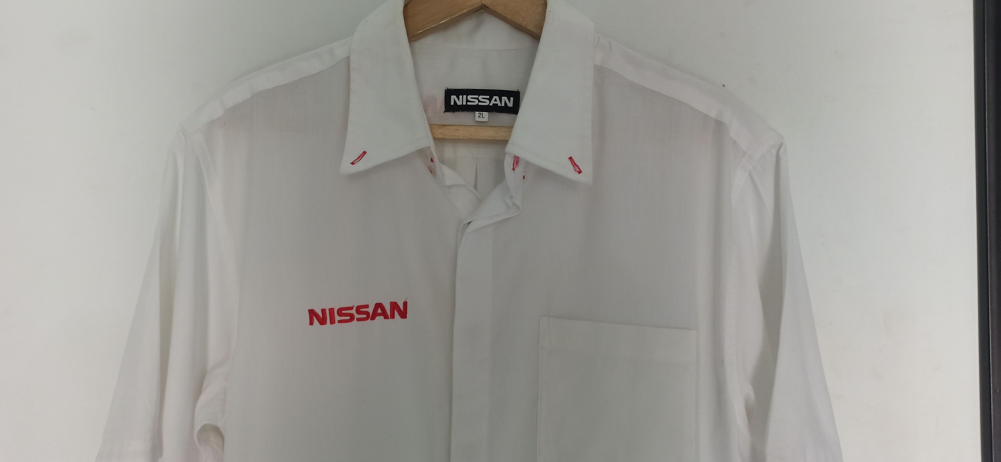 Japanese Brand 🔥Vintage Nissan Work Button Up White Shirt Embroidery Logo Size US L / EU 52-54 / 3 - 2 Thumbnail