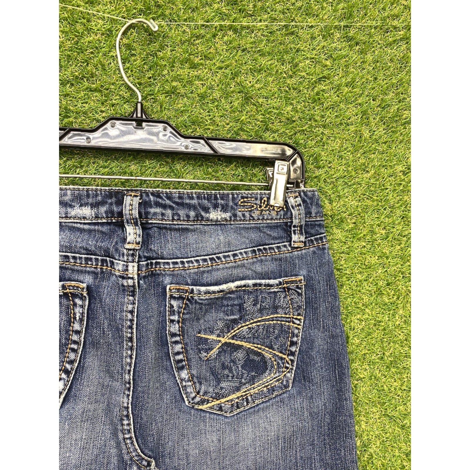 Vintage Silver Jean Skirt Womens Distressed Mini Denim Y2K Summer Joplin Size 28 Size 28" / US 6 / IT 42 - 4 Thumbnail