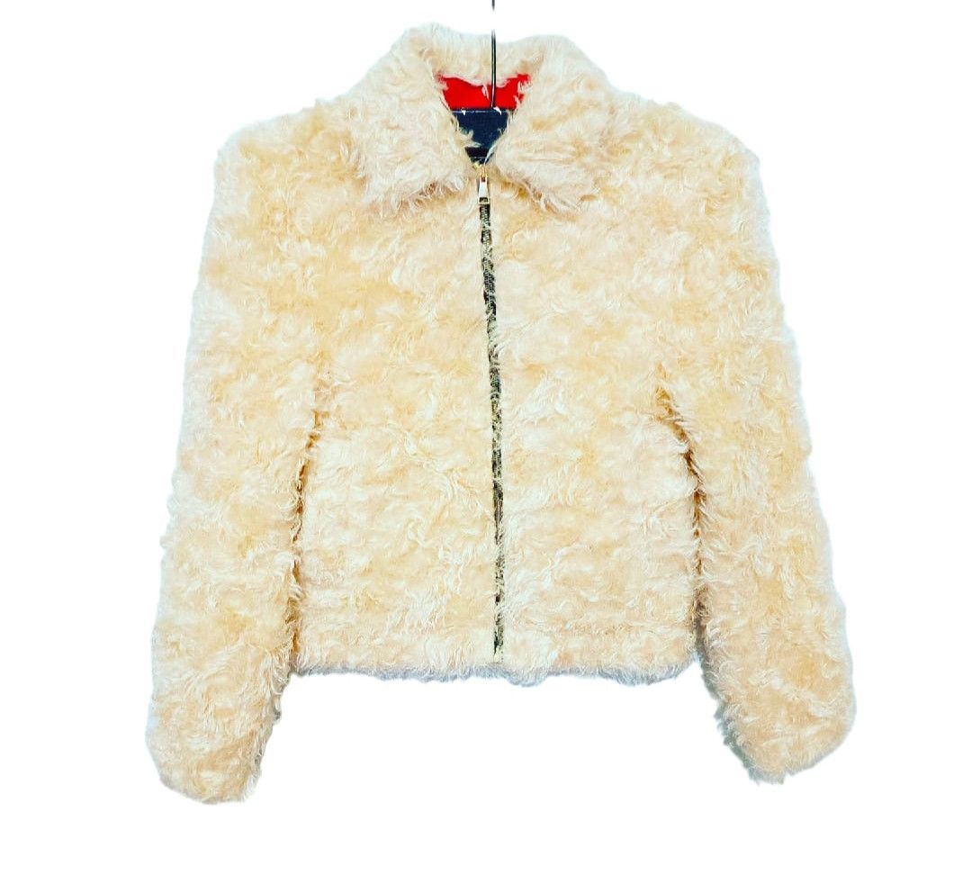 image of Beauty Beast x Winter Session Plush Jacket In Cream Faux Fur White, Women's (Size Medium)