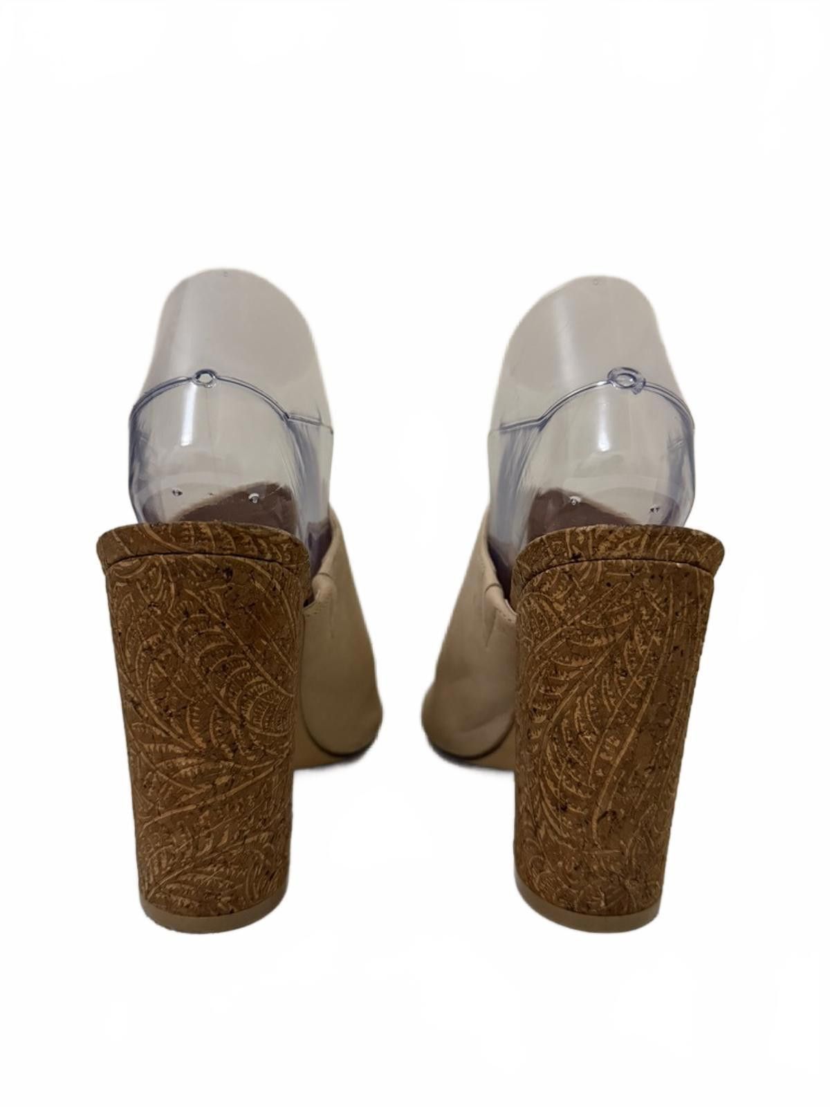 Other Charles by Charles David Beige Suede Peep Toe Mules Size US 8 / IT 38 - 4 Thumbnail