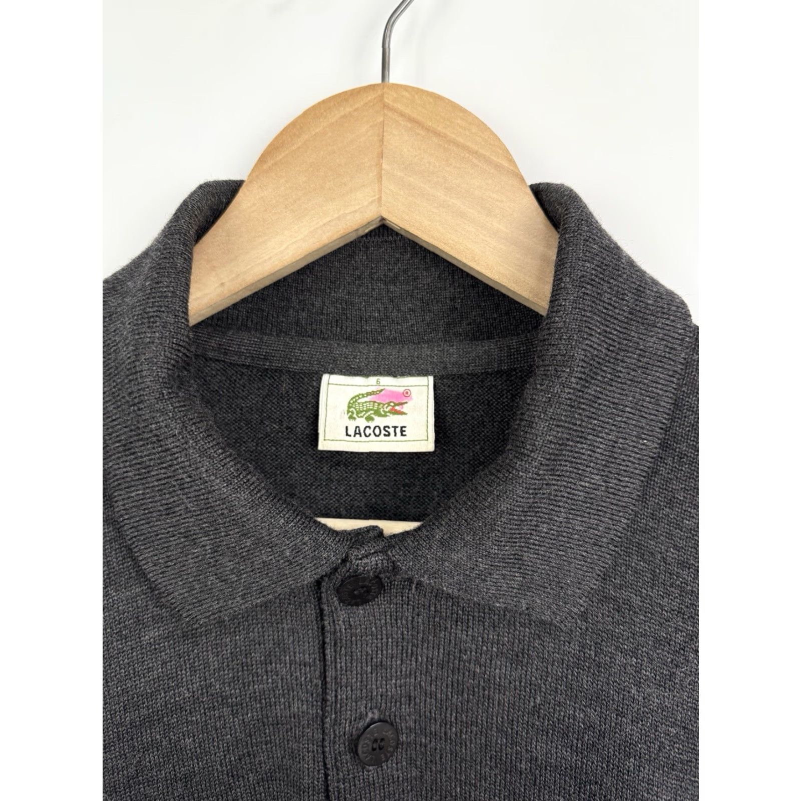 Lacoste VINTAGE 90s Lacoste Wool Sweater Made in France Y2K Retro Sweater XL Mens Gray Size US XL / EU 56 / 4 - 5 Thumbnail