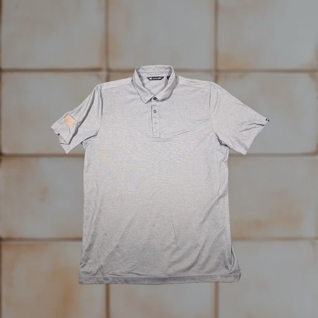 TravisMathew TravisMathew Polo Shirt Mens XL Gray Pima Cotton Golf Bulleit Frontier Whiskey Promo Size US XL / EU 56 / 4 - 1 Thumbnail