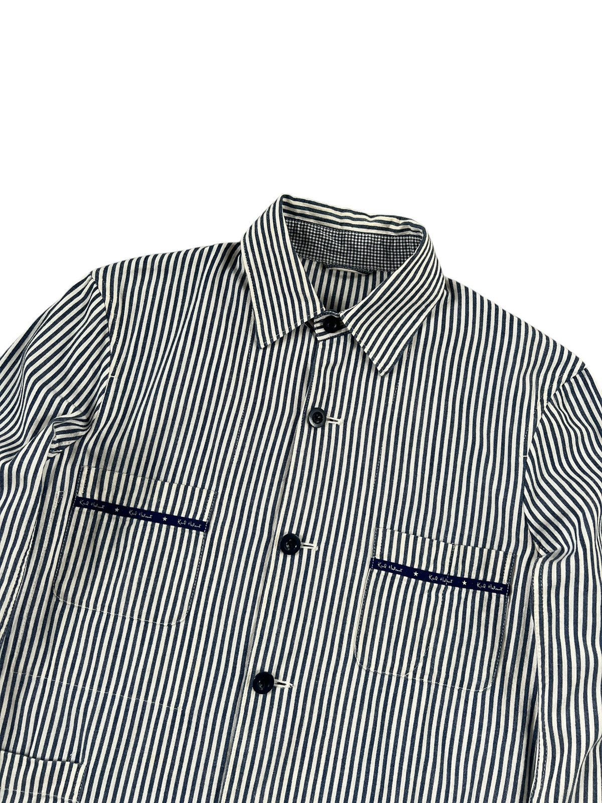 Japanese Brand × Karl Helmut × Vintage 1990 Karl Helmut Hickory Stripes Chore Jacket Size US L / EU 52-54 / 3 - 3 Thumbnail