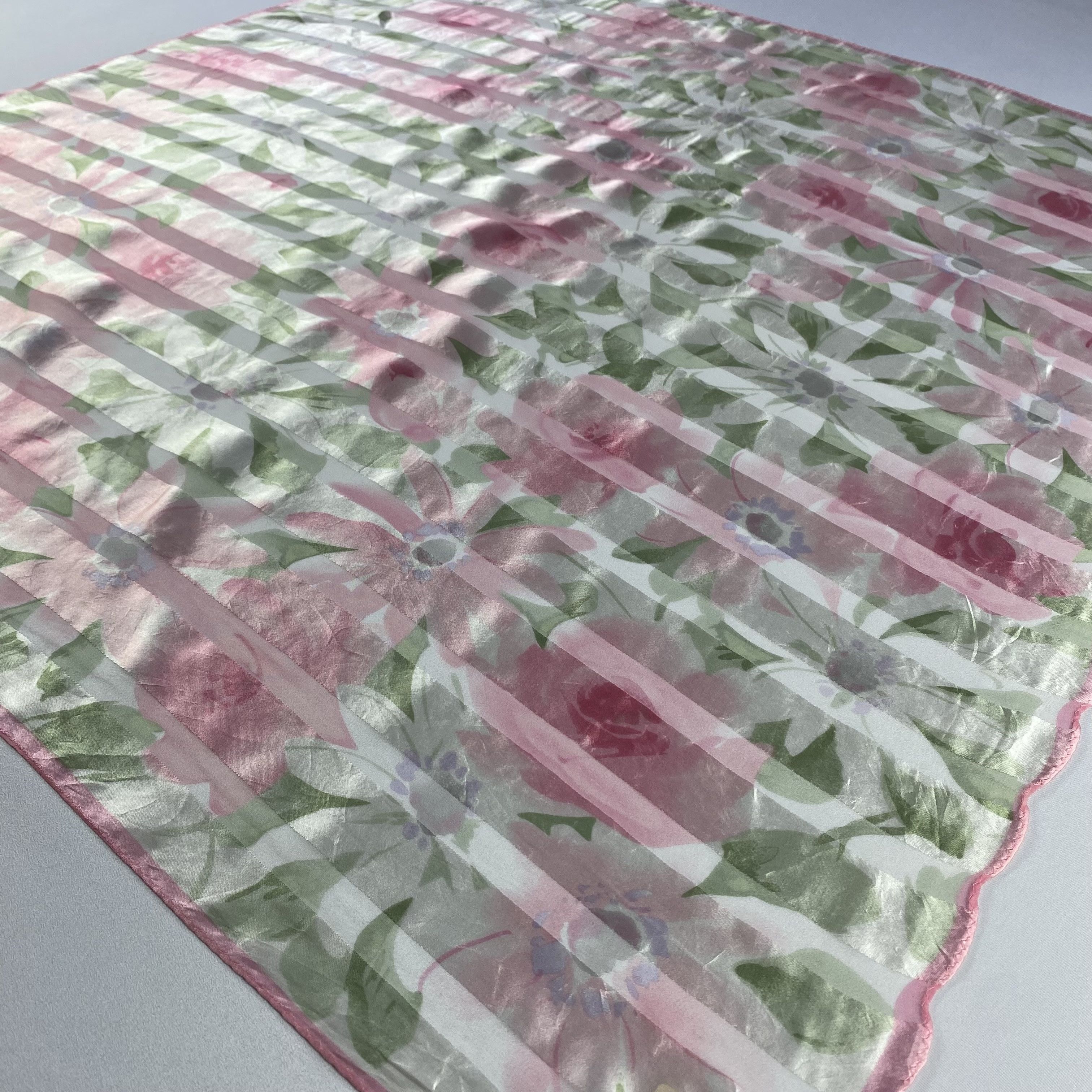 Japanese Brand × Vintage Vintage Silk Scarf Hand Rolled Floral SS065 Size ONE SIZE - 3 Thumbnail