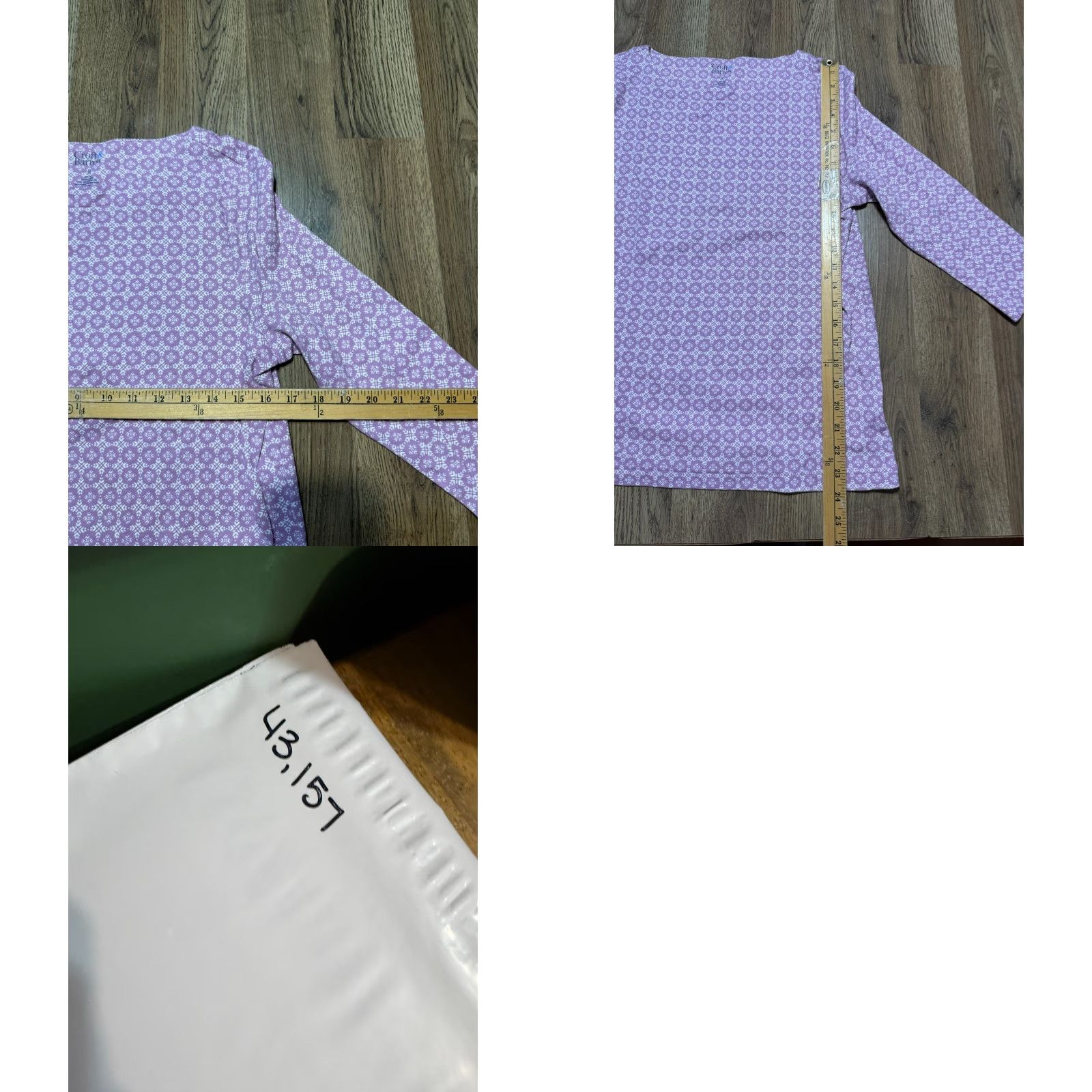 Croft & Barrow Croft & Barrow Shirt Women's Medium Purple White 3/4 Sleeve Shirt Size M / US 6-8 / IT 42-44 - 8 Thumbnail