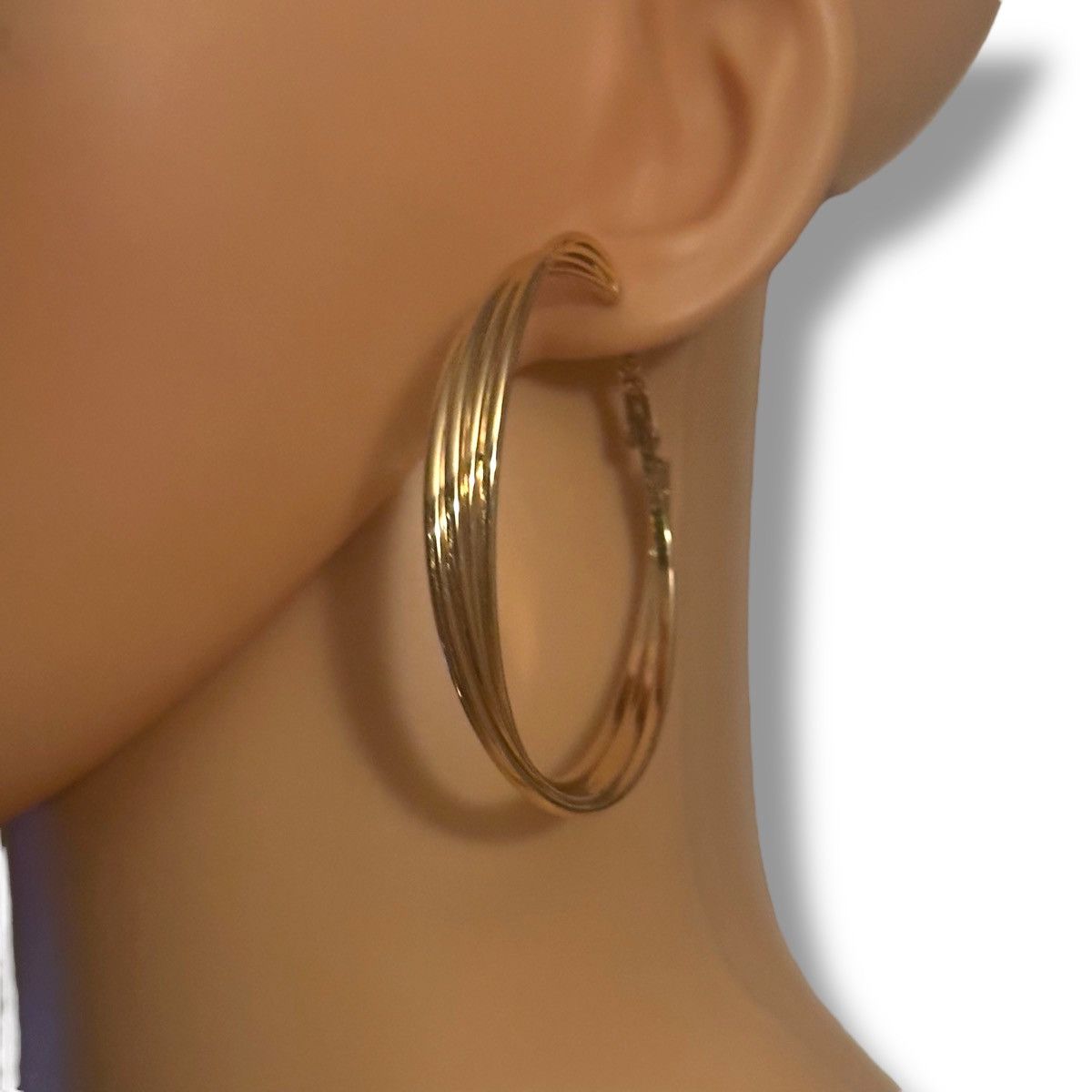 Other Large gold tone layered hoop earrings Size ONE SIZE - 4 Thumbnail