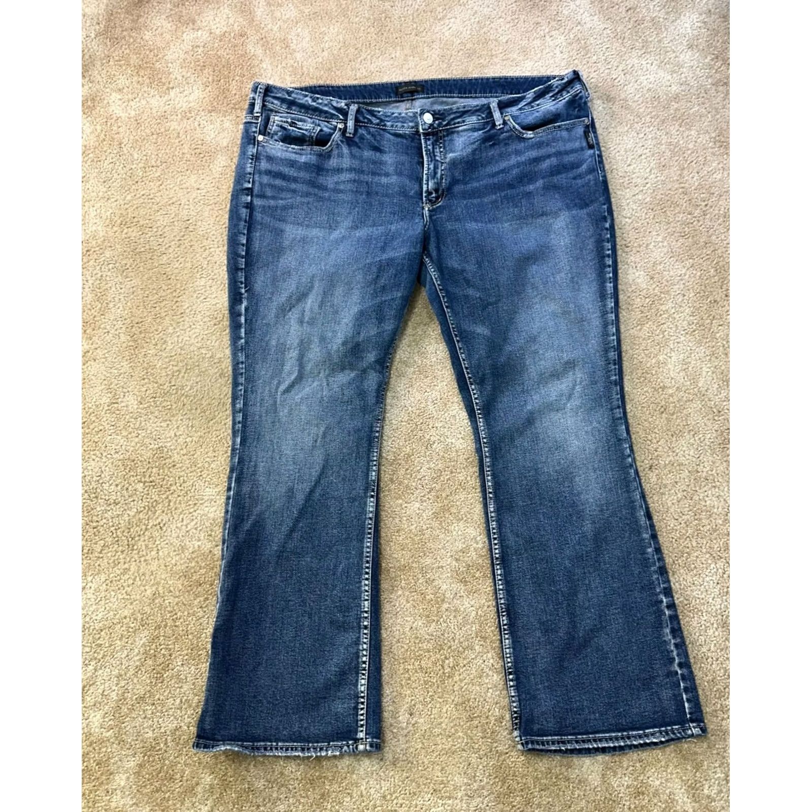 Silver Jeans Co. VINTAGE? No — Silver Jeans Suki Bootcut Jeans Womens 24x33 Blue Denim Stretch 5-Pocket Regular Slim Mid Rise Adult Womens Gold? Size 32" / US 10 / IT 46 - 2 Thumbnail