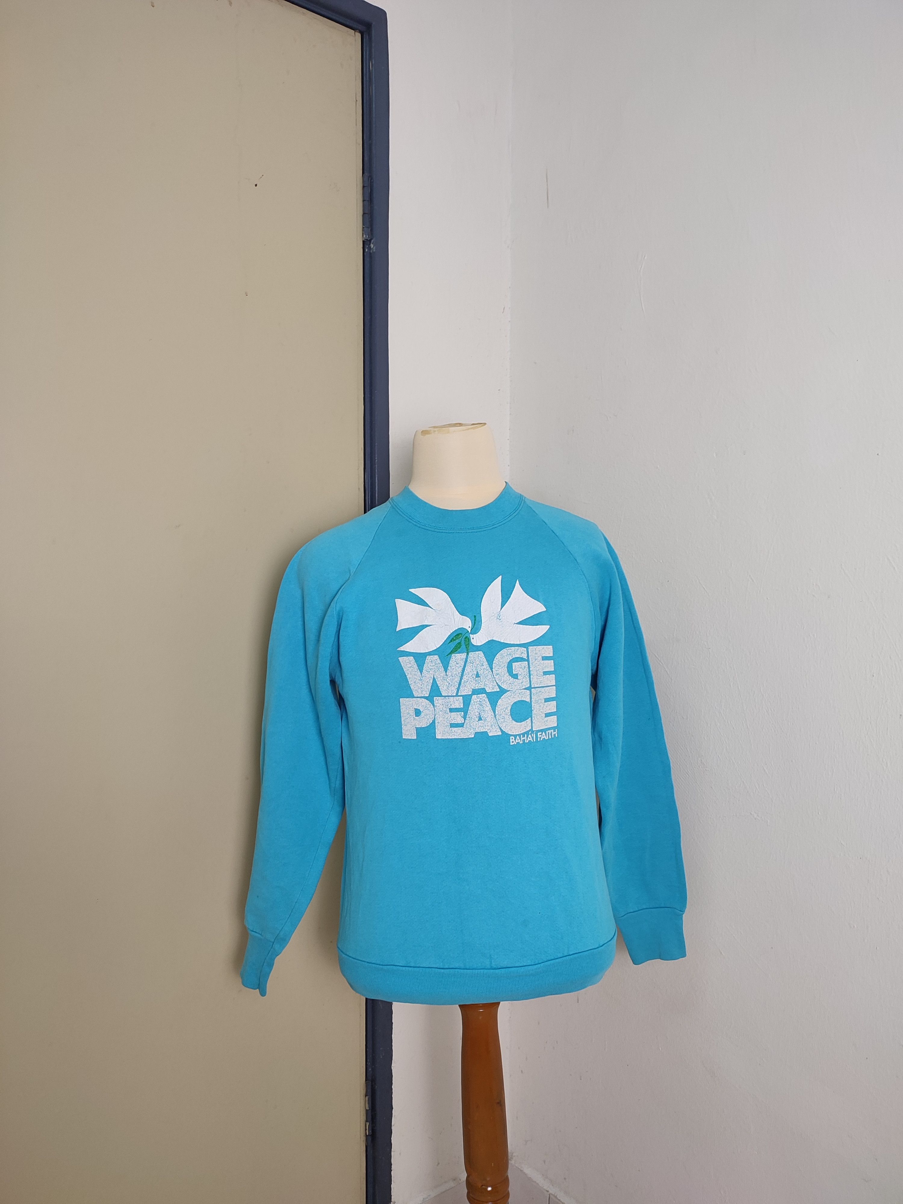 TEE JAYS Vintage Wage Peace Bahai Faith Blue Sweatshirt Size US S / EU 44-46 / 1 - 1 Thumbnail