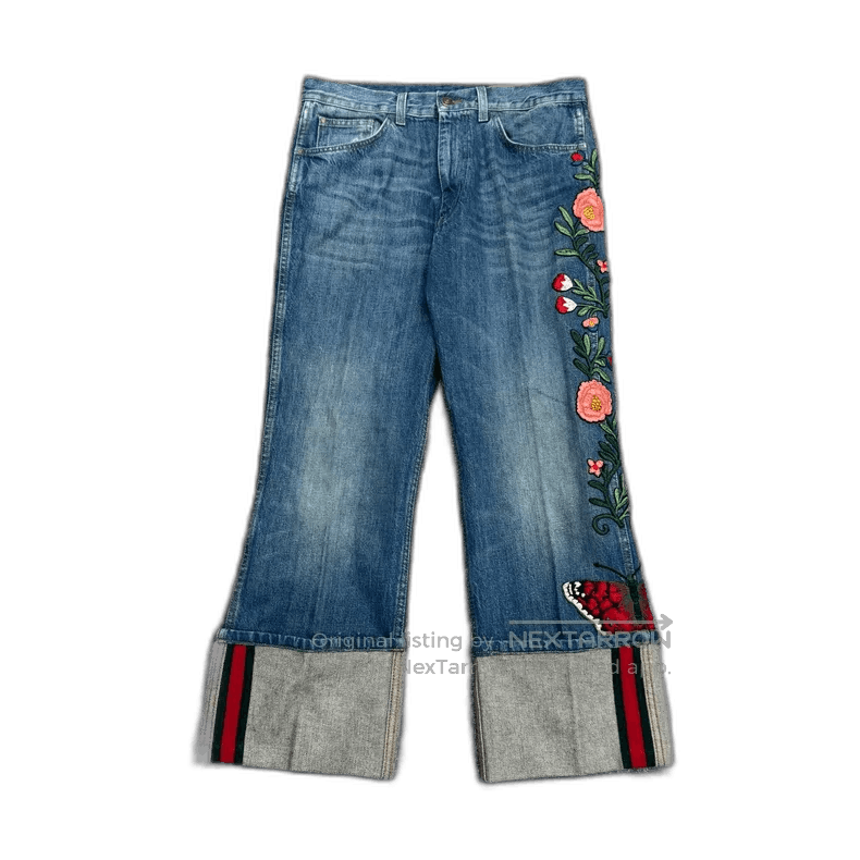 Gucci Gucci floral embroidered cropped jeans. Size US 32 / EU 48 - 1 Thumbnail