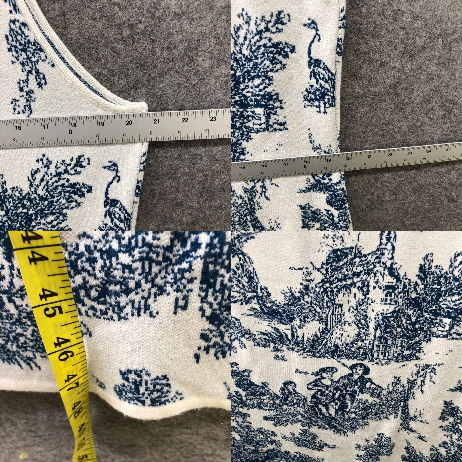 Cider Cider Toile de Jouy Knit Tank Sweater Dress 3XL White Blue Cami Midi NWT Size XXL / US 16-18 / IT 52-54 - 8 Thumbnail