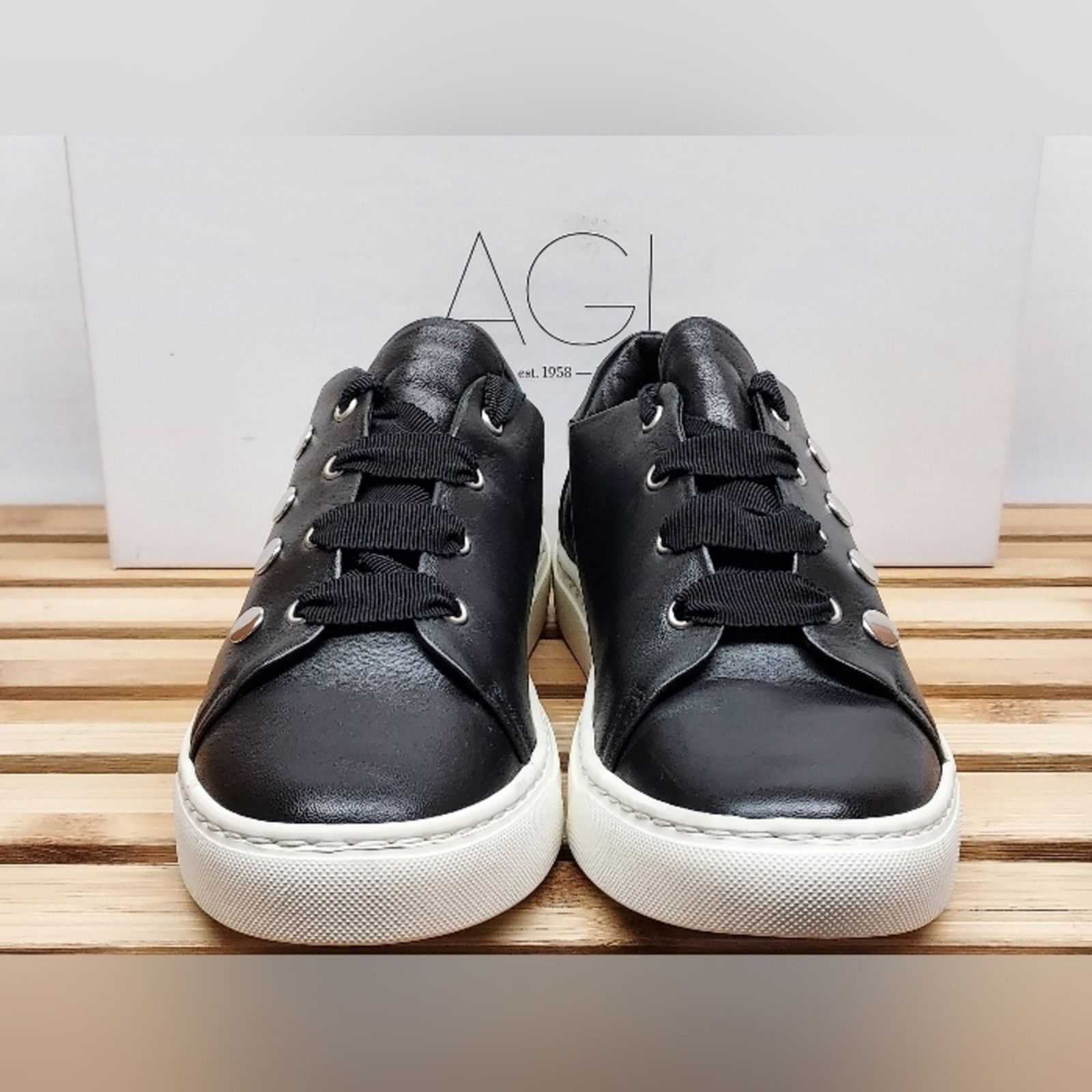 AGL AGL Womens Black Leather Sneaker Shoes Size 36.5 (5.5) Size US 5.5 / IT 35.5 - 5 Thumbnail