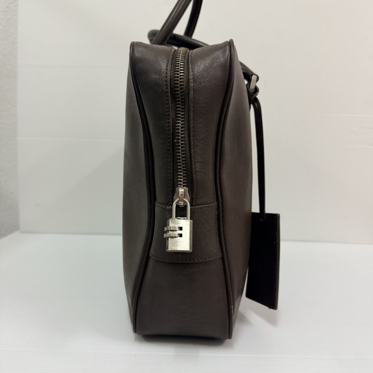 Prada Prada Brown Leather Saffiano Large Briefcase Bag Size ONE SIZE - 4 Thumbnail