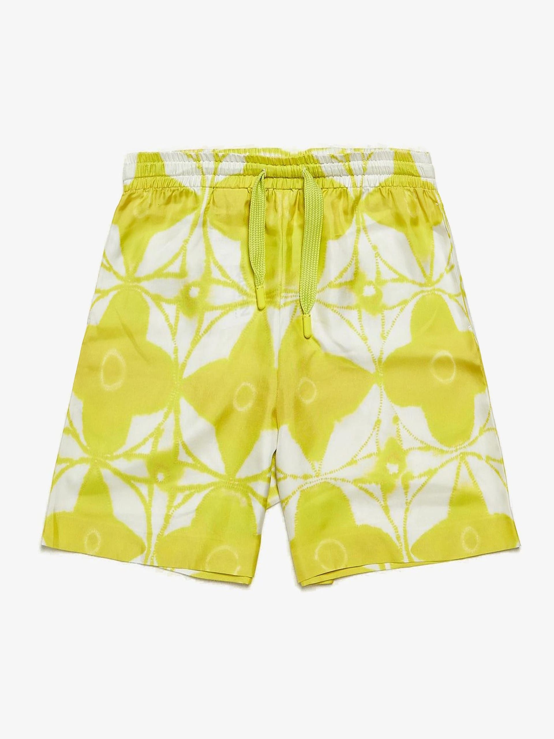 Louis Vuitton Neon Yellow Logo Printed Silk Shorts Size US 36 / EU 52 - 1 Thumbnail