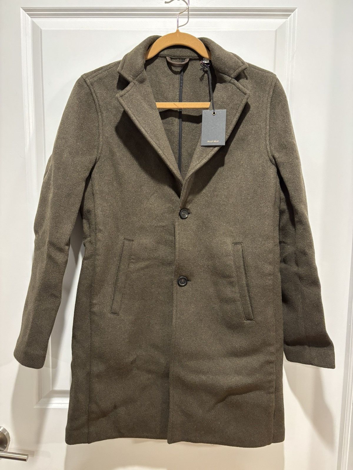 Billy Reid $898 NWT Billy Reid Coat XS Olive Green Boiled Wool Jordan Size US XS / EU 42 / 0 - 1 Thumbnail