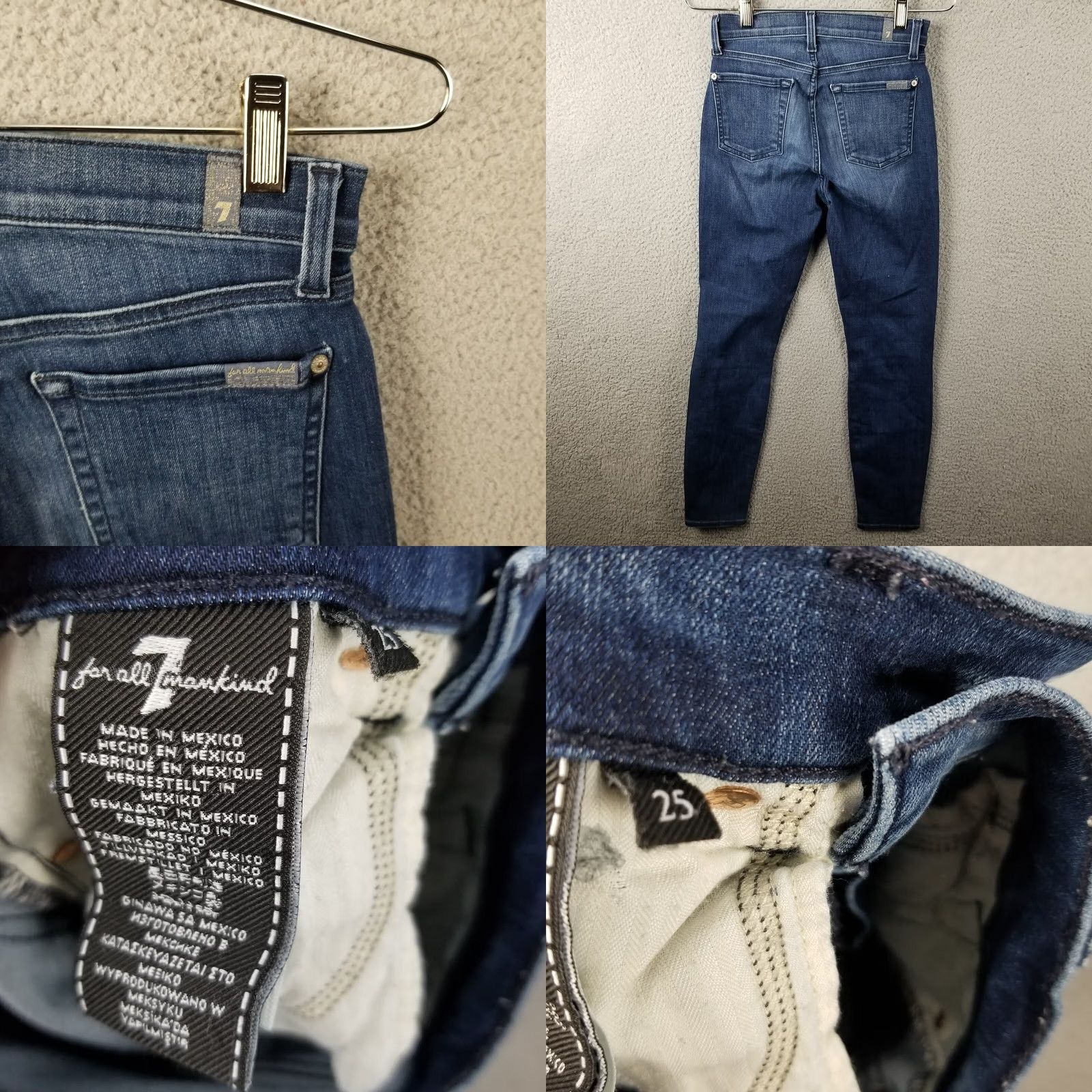 7 For All Mankind 7 For All Mankind Jeans Women 25 Gwenevere Slim Skinny Ankle High Waist 90s Blue Denim Stretch Button Embroidered Mens Womens Girls Size 42" / US 20 - 8 Thumbnail