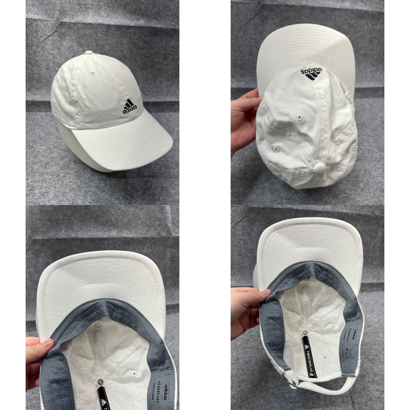Adidas Adidas Hat Cap Strap Back Adult One Size White 100% Cotton Aeroready Twill Size ONE SIZE - 8 Thumbnail