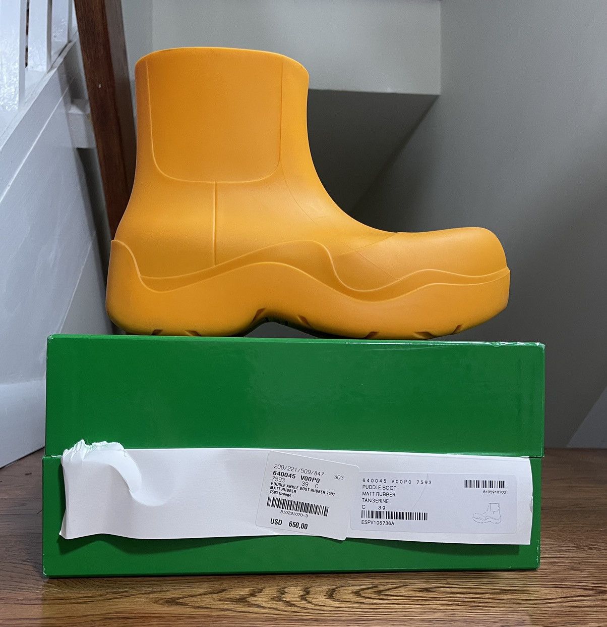 Bottega Veneta Womens Bottega Veneta Tangerine Matt Rubber Puddle Boots 39 Size US 9 / IT 39 - 2 Thumbnail