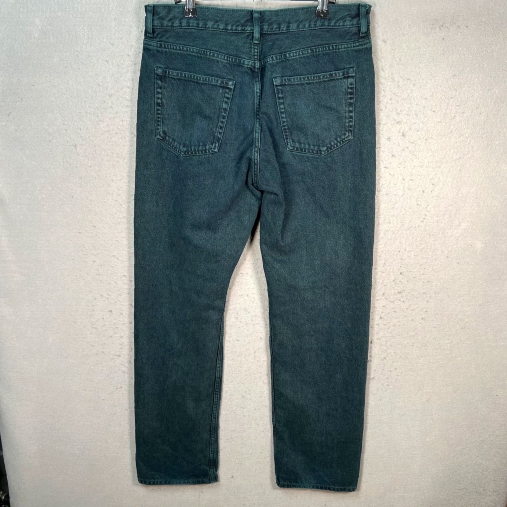 Cos COS Jeans 31x32 Denim Straight Leg 100% Cotton Dark Teal Blue Mens Regular 5-Pocket Button Closure Vintage? No Size US 31 - 2 Thumbnail