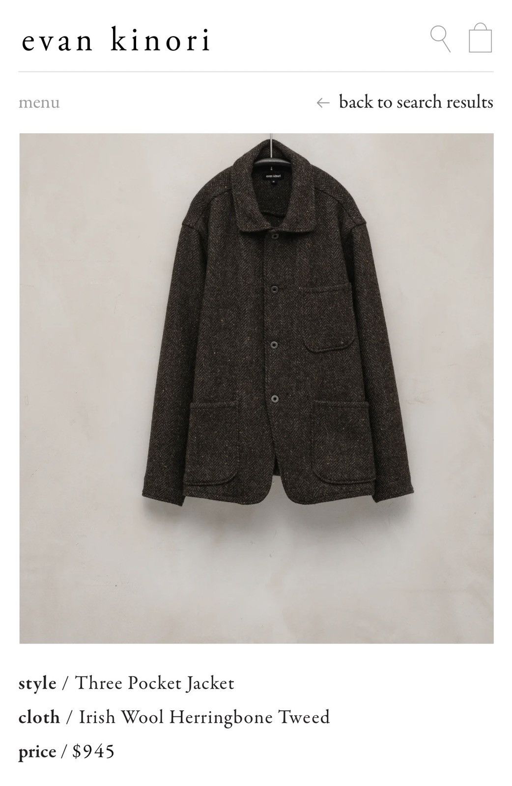 Evan Kinori Aw25 Three Pocket Jacket in Brown, Men's (Size S) — image 2 of 3