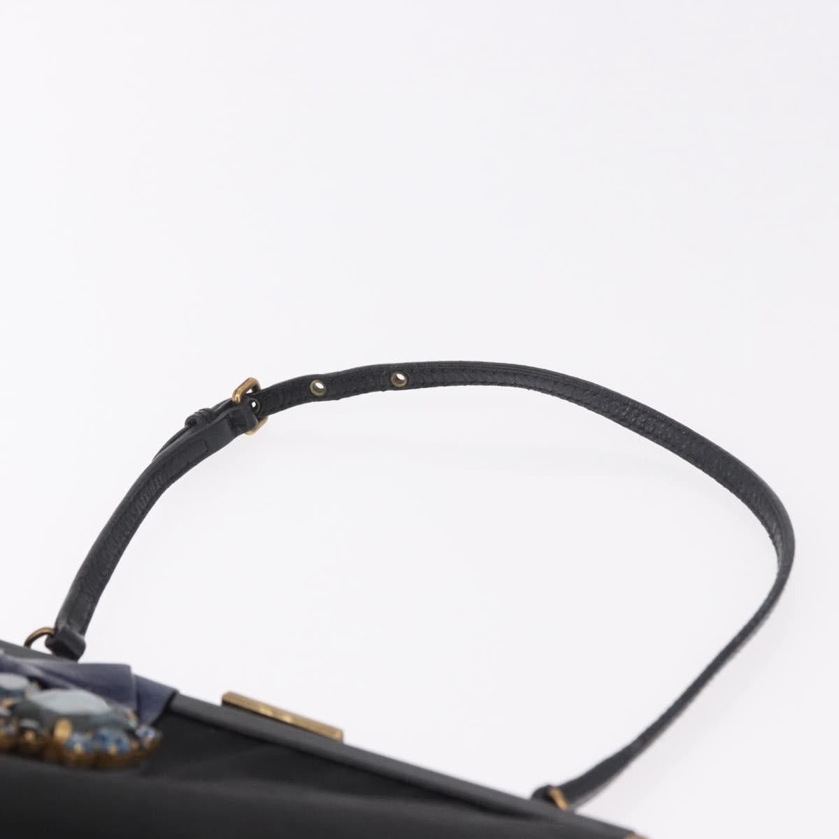 Miu Miu Miu Miu Hand Bag Satin Black Gold Auth 187043A - Jerrillo Size ONE SIZE - 8 Thumbnail