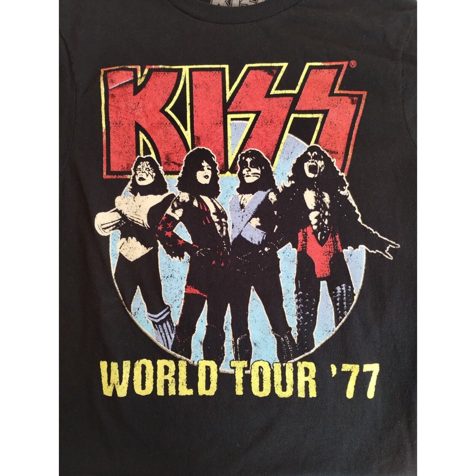 KISS Kiss Classic World Tour '77 Rock T-Shirt Mens S (34/36) Size US S / EU 44-46 / 1 - 2 Thumbnail