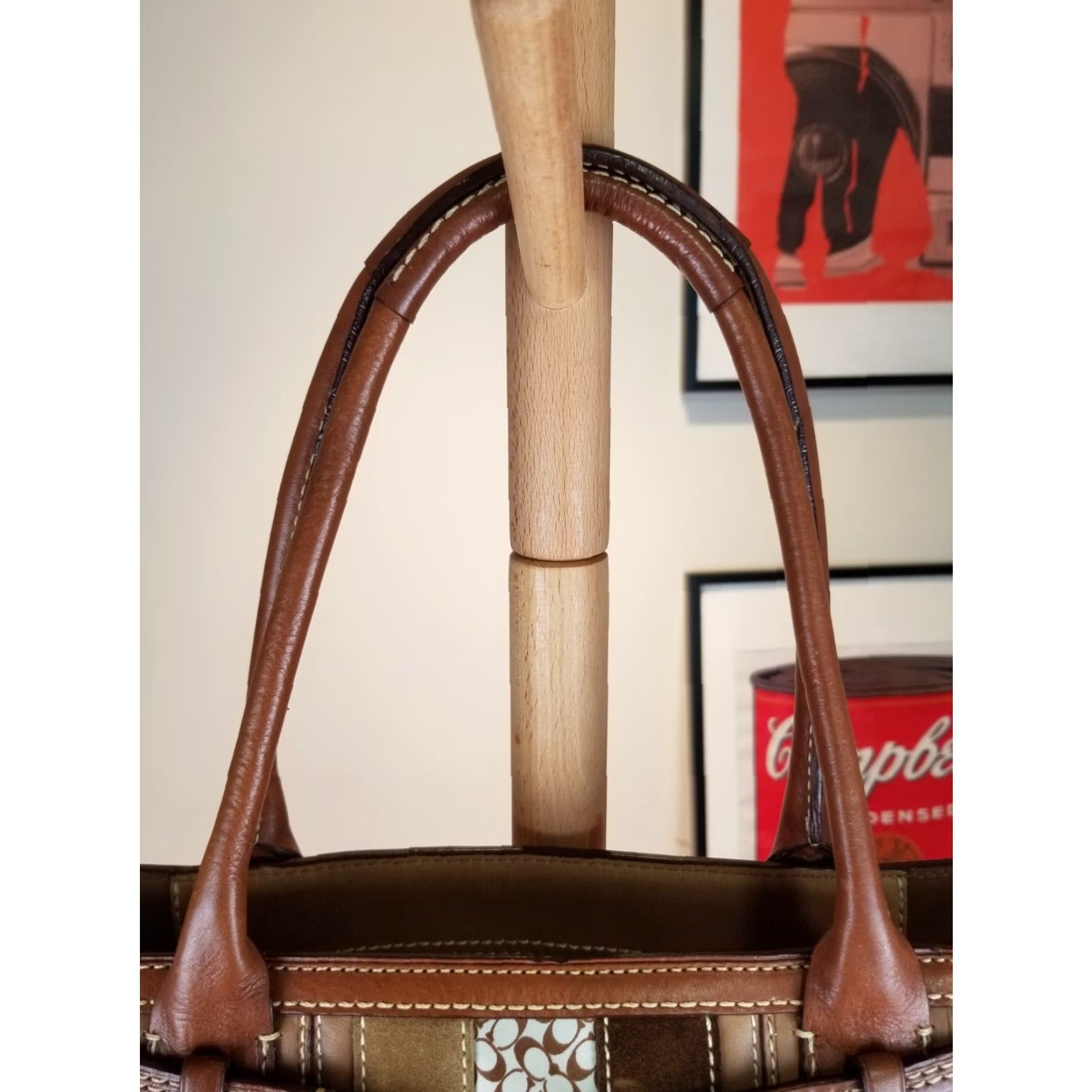 Coach VINTAGE Y2K COACH Leather Shoulder Handbag SZ 14x10x4 Womens Leather PVC Brown Checkered Bag Width 4in Height 10in Length 14in Mens Womens Boys Girls Size ONE SIZE - 7 Thumbnail