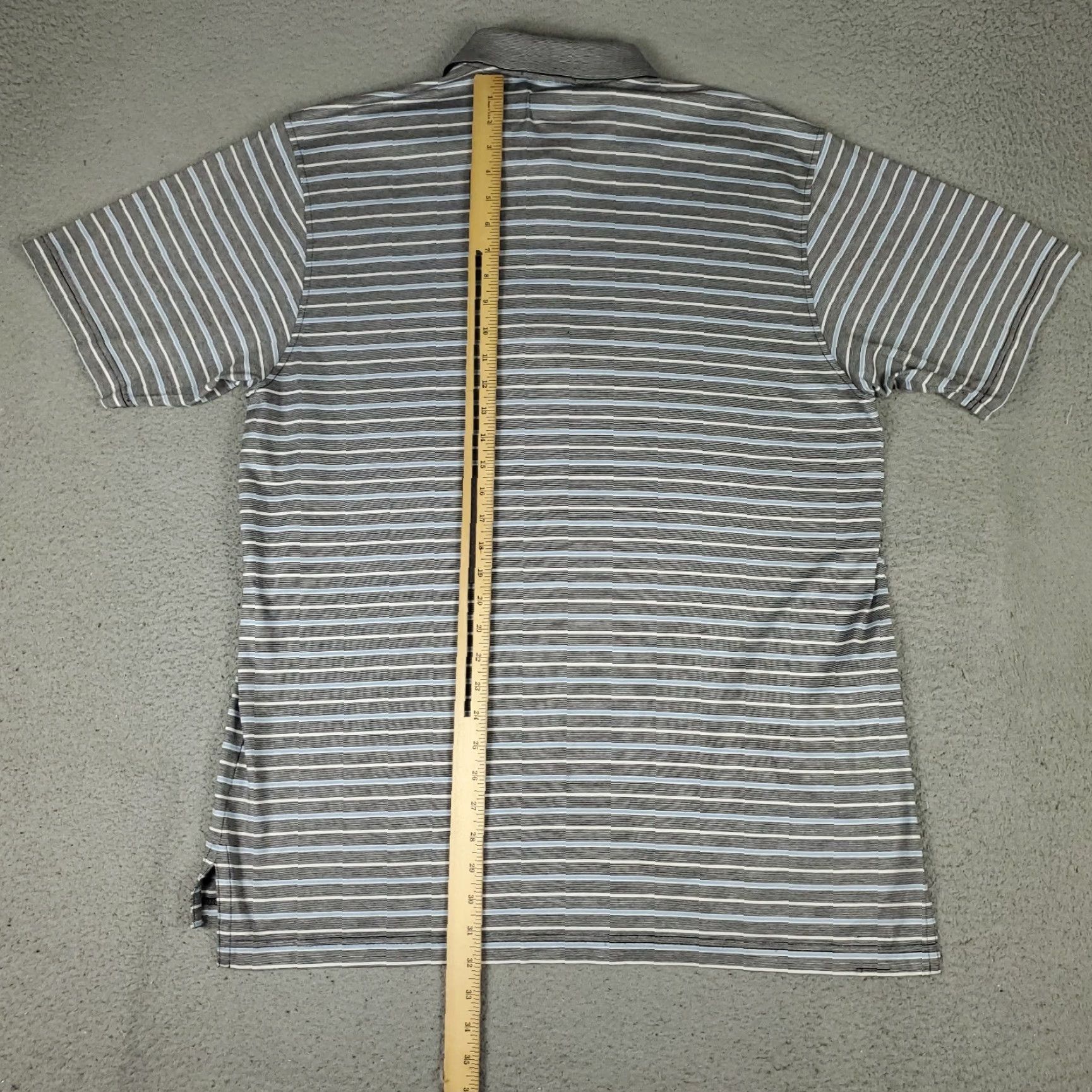 Peter Millar Peter Millar Polo Shirt Mens Large Gray Blue Striped Cotton Short Sleeve Shirt Size US L / EU 52-54 / 3 - 3 Thumbnail