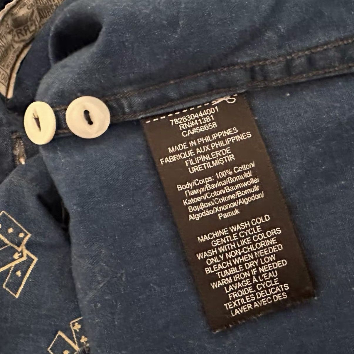 RRL Ralph Lauren RRL Double RL Indigo dyed washed vintage poker print shirt Size US S / EU 44-46 / 1 - 4 Thumbnail