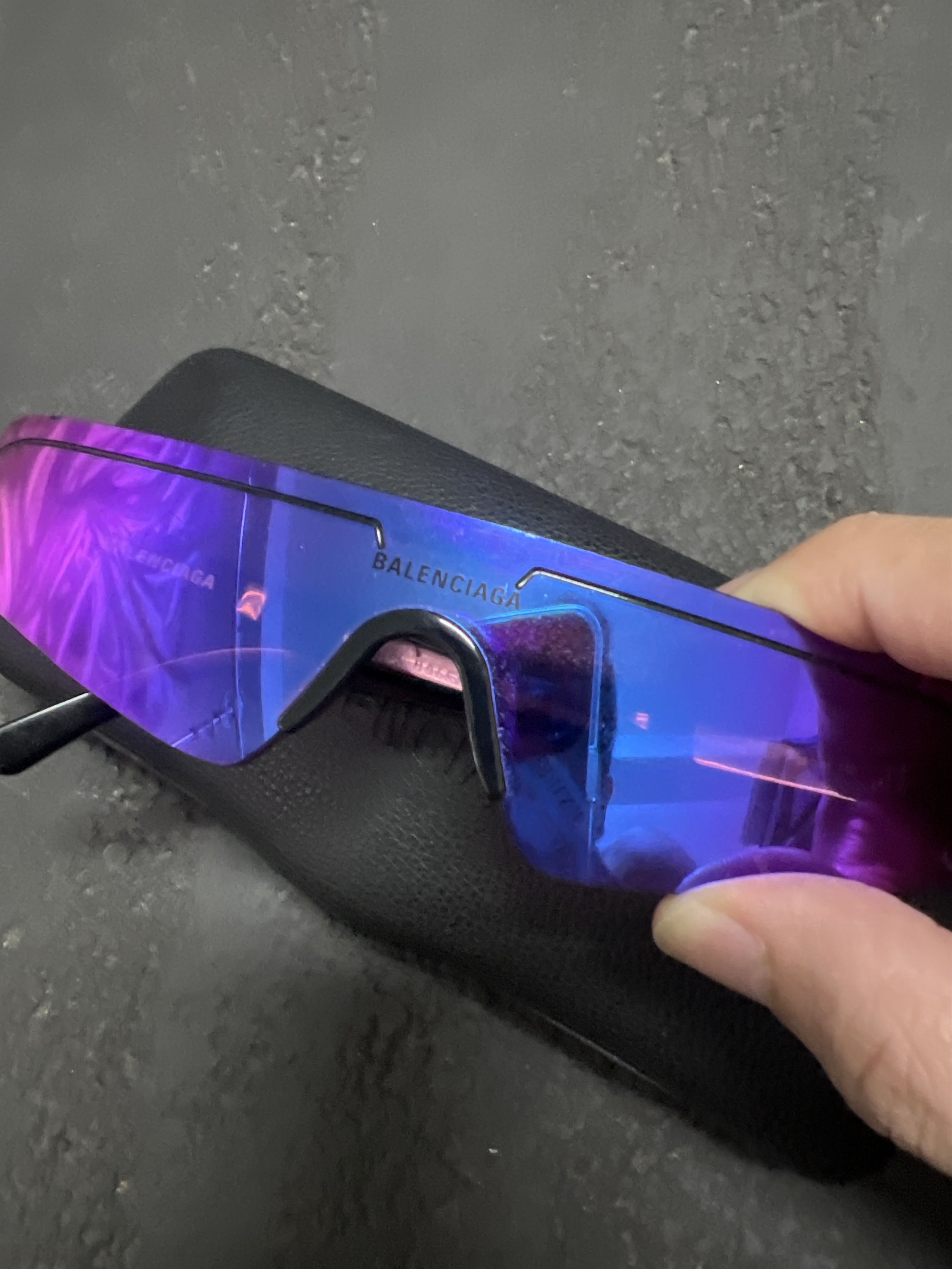 Balenciaga Balenciaga Ski rectangular-frame Sunglasses black purple Size ONE SIZE - 7 Thumbnail