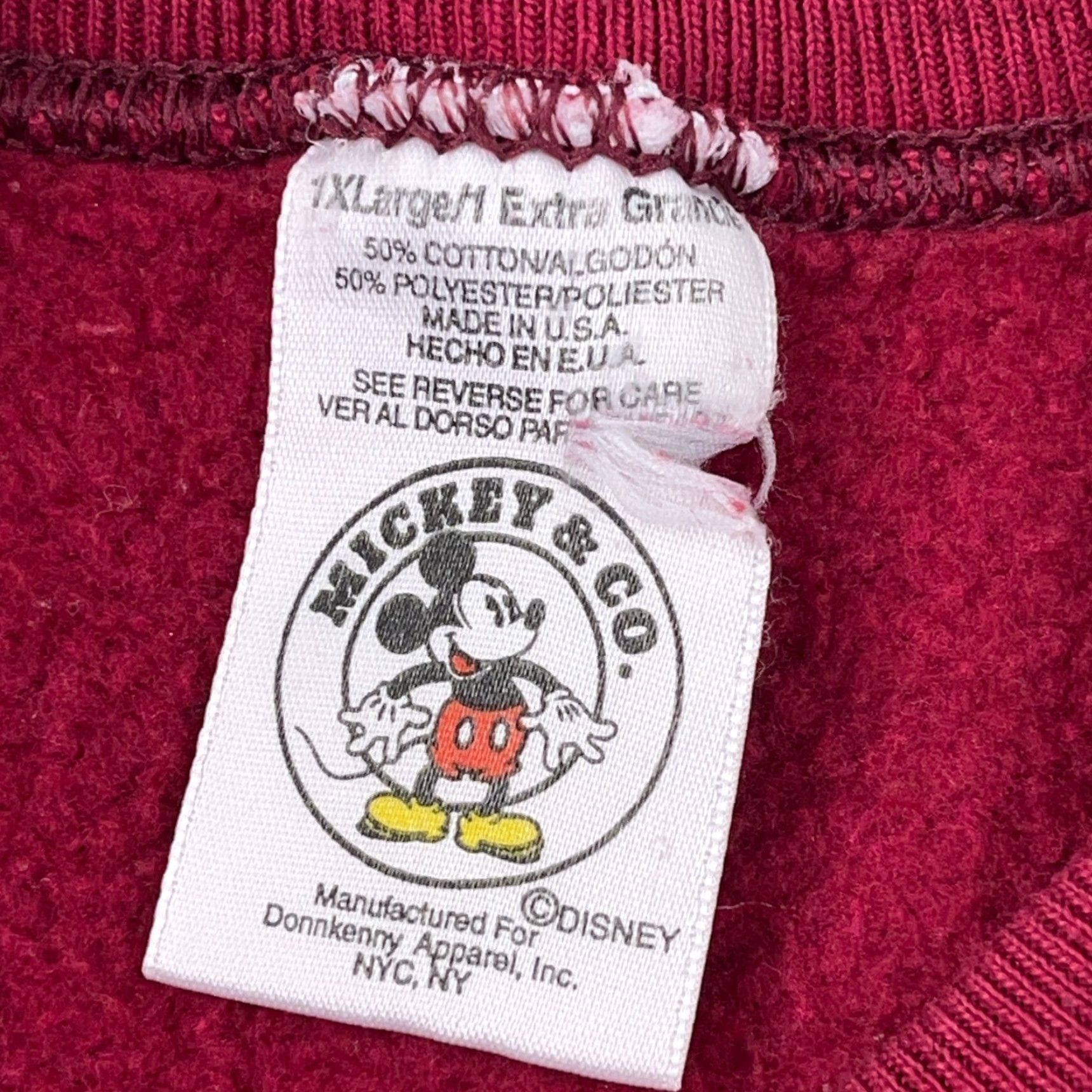 Mickey & Co. Vintage Disney Sweatshirt XL Red Crewneck Sweater Mickey Mouse 90s USA Women Size XL / US 12-14 / IT 48-50 - 4 Thumbnail