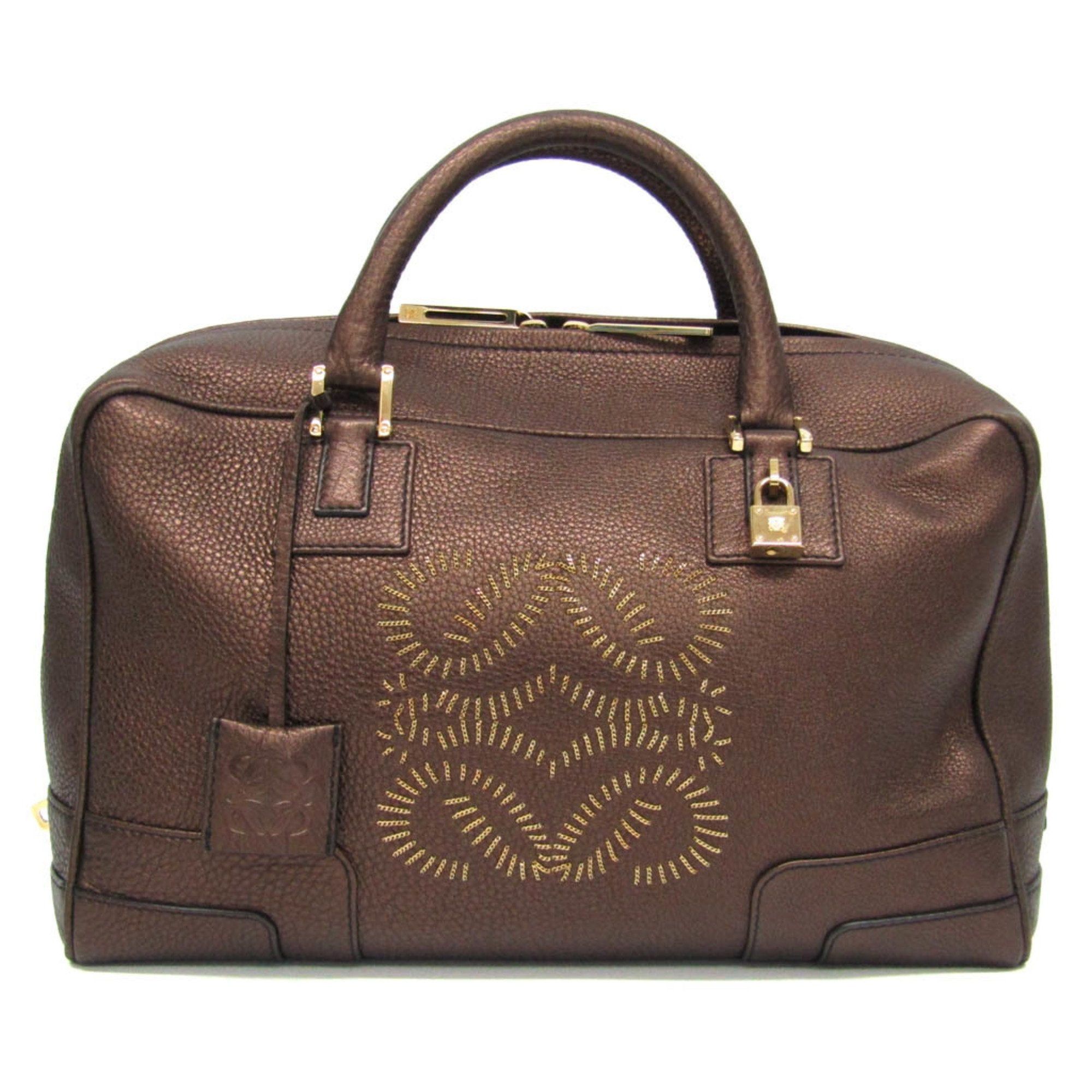 image of Loewe Amazona 36 Women's Leather Boston Bag,handbag Bronze in Gold