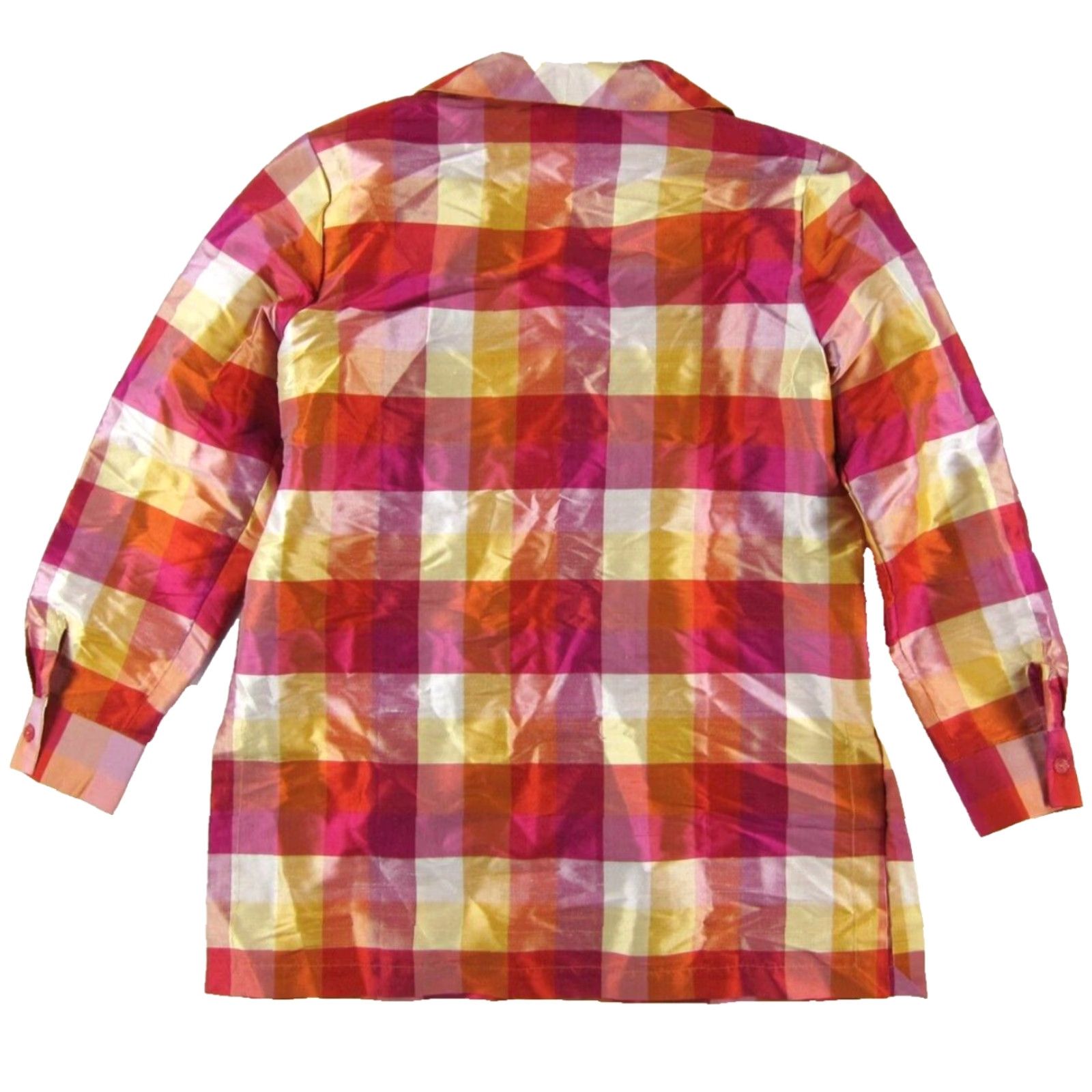 Coldwater Creek VTG Coldwater Creek 100% Silk Pink Plaid Collar Long Sleeve Blouse M-L Women's Vintage Blouse Size M / US 6-8 / IT 42-44 - 2 Thumbnail