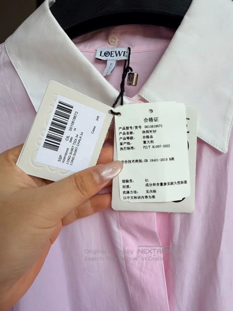 Loewe Loewe Pink Long Sleeve Shirt with Detachable White Collar Size XXS / US 00 / IT 34 - 6 Thumbnail