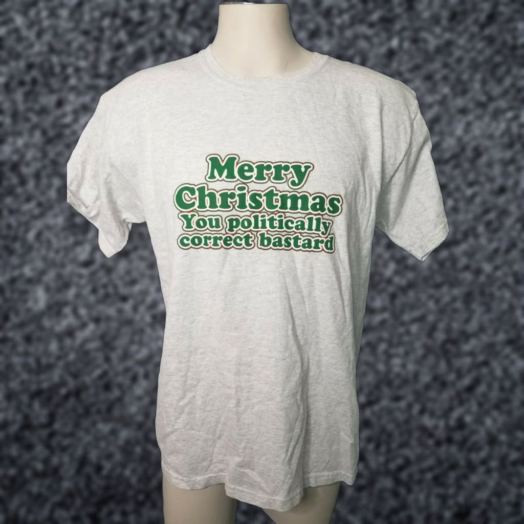 Gildan Merry Christmas You Politically Correct Bastard Mens L T-Shirt Gray Graphic Tee Funny Christmas Sarcastic 100% Cotton Regular Fit Short Sleeve Size US L / EU 52-54 / 3 - 1 Thumbnail