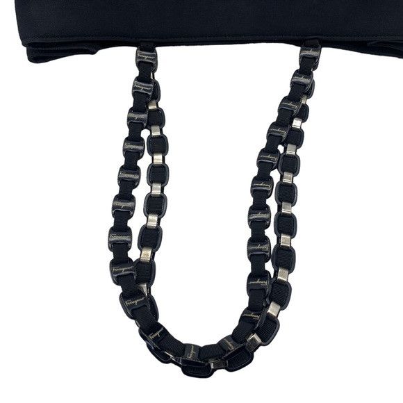 Salvatore Ferragamo Salvatore Ferragamo Nylon Chain Tote Shoulder Bag in Black Size ONE SIZE - 5 Thumbnail